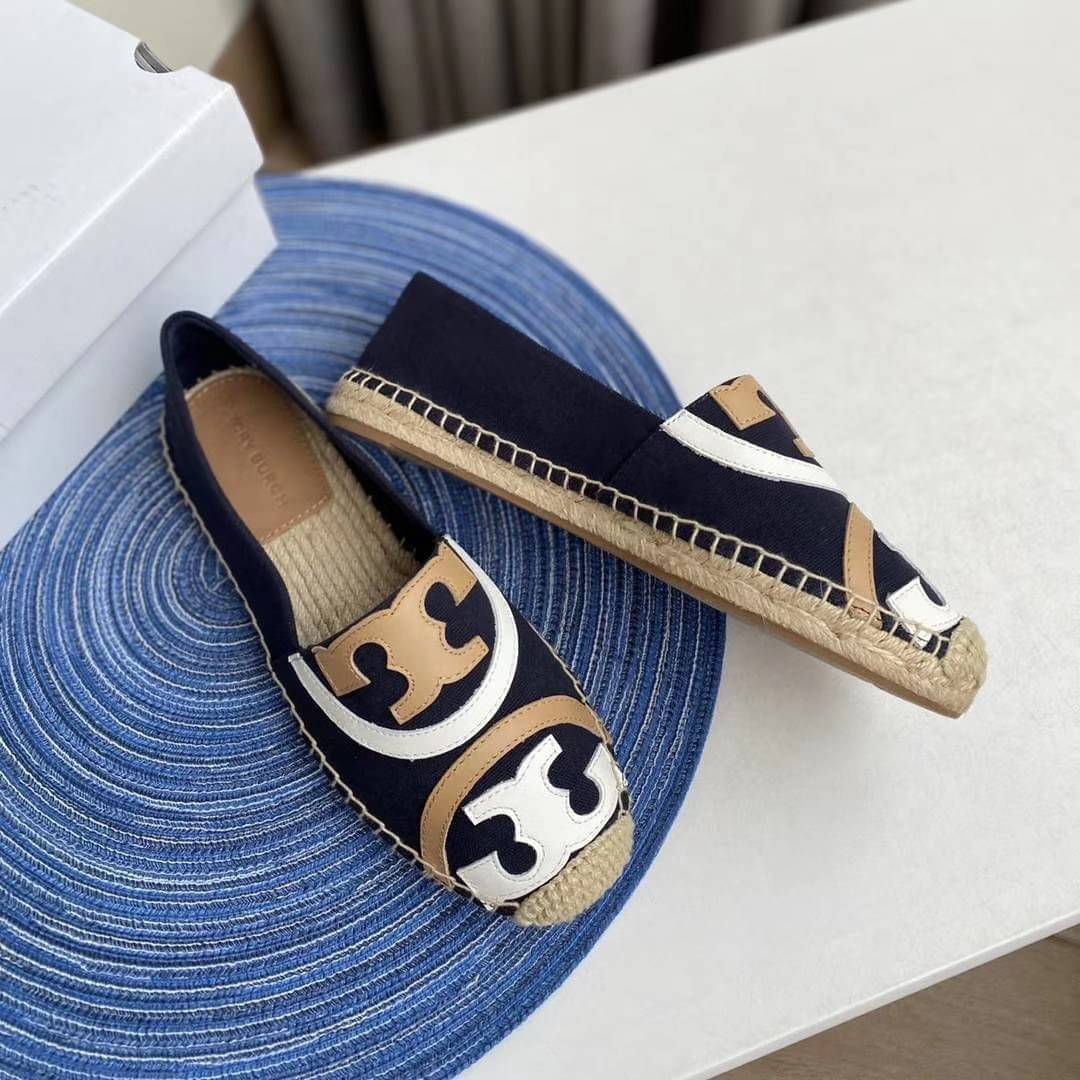 Tory Burch Espadrilles / Tory burch Poppy Espadrille Canvas / TORY BURCH SHOES เกรดออริจินอล พร้อมส่ง ภาพถ่ายจากสินค้าจริง ใช้งานต่างประเทศได้