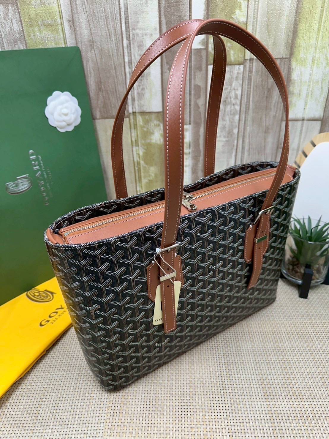 7 สี ORI หนังแท้ | GOYARD Goyardine Sac Marie Galante 35cm / Goyard Tote Bag กระเป๋าสะพายทรงโท้ท พร้อมหูจับใช้งานง่าย ภายในโล่งกว้าง หรูหราลงตัว