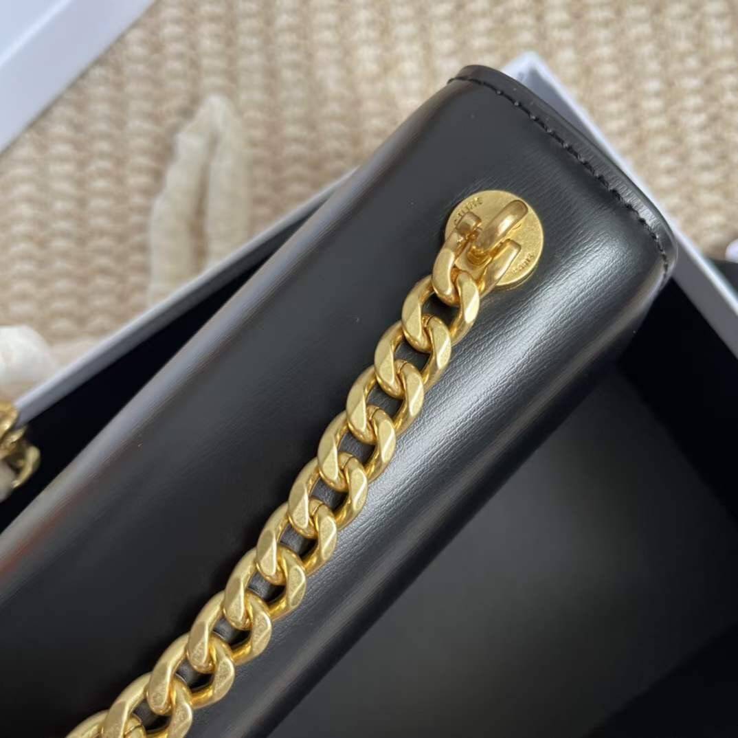 CELINE TEEN BESACE TRIOMPHE IN SHINY กระเป๋าสะพายคาดลำตัวรุ่นนี้นับว่าเป็นกระเป๋าอีกหนึ่งรุ่นในซีรีส์ Triomphe ที่ได้รับความนิยมอย่างมาก ด้วยรูปร่างทรงโค้งมนมีความคลาสสิกตามแบบฉบับแบรนด์