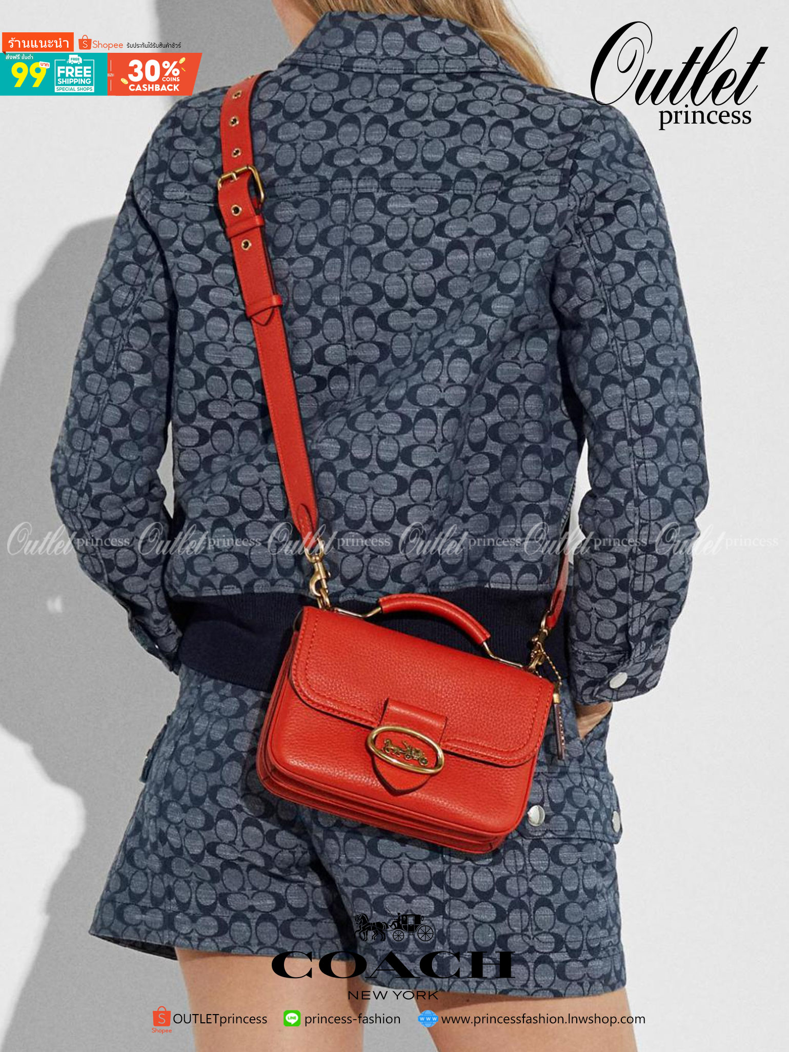 Coach Riley Top Handle 22 Mango พร้อมส่งที่ไทย สีดำ สีแดง