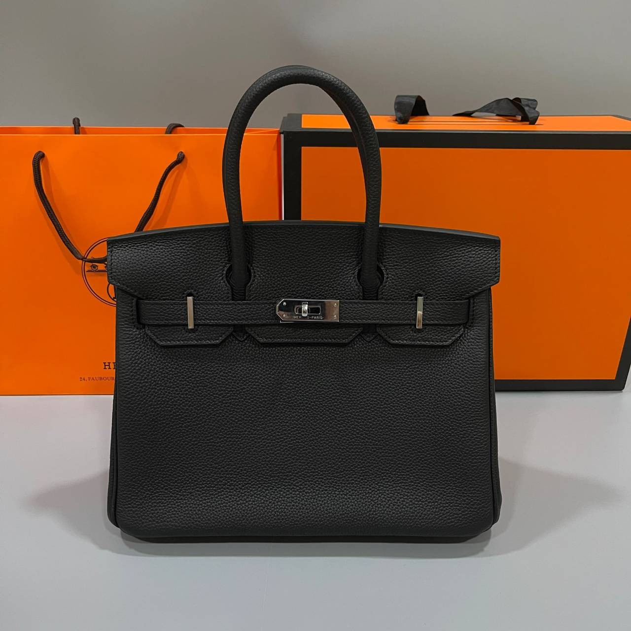 หนังแท้ Hermes BIRKIN 25CM epsom in MAUVSSYLESTE COLOR FULL HANDMADE GOLD HARDWARE เกรดออริจินอล ภาพสินค้าถ่ายจากงานขายจริง