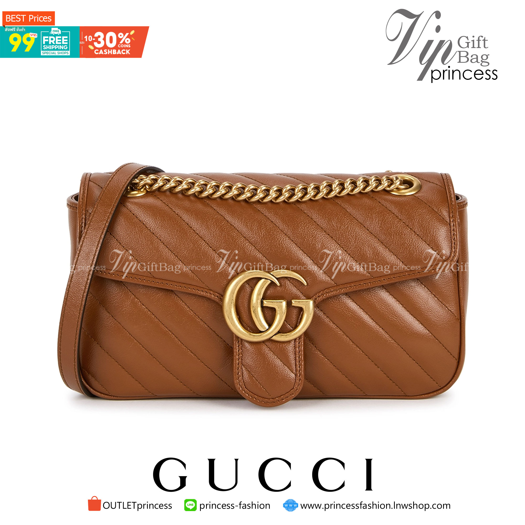 VIP GIFTbag 】GUCCI GG Marmont small brown leather shoulder bag ราคานี้หนังแท้คือคุ้มมากเลยค่าสาวๆ ต้องจัดแล้วน้าา ยกระดับความหรูให้กับตัวเองกันหน่อย ด้วยกระเป๋ารุ่นนี้!! ครอสบอดี้ที่ดีไซน์หรู อัพเลเวล ในราคาที่จับต้องได้ พร้อมเสิร์ฟความสวยตรงถึงบ้านแล้วจ้