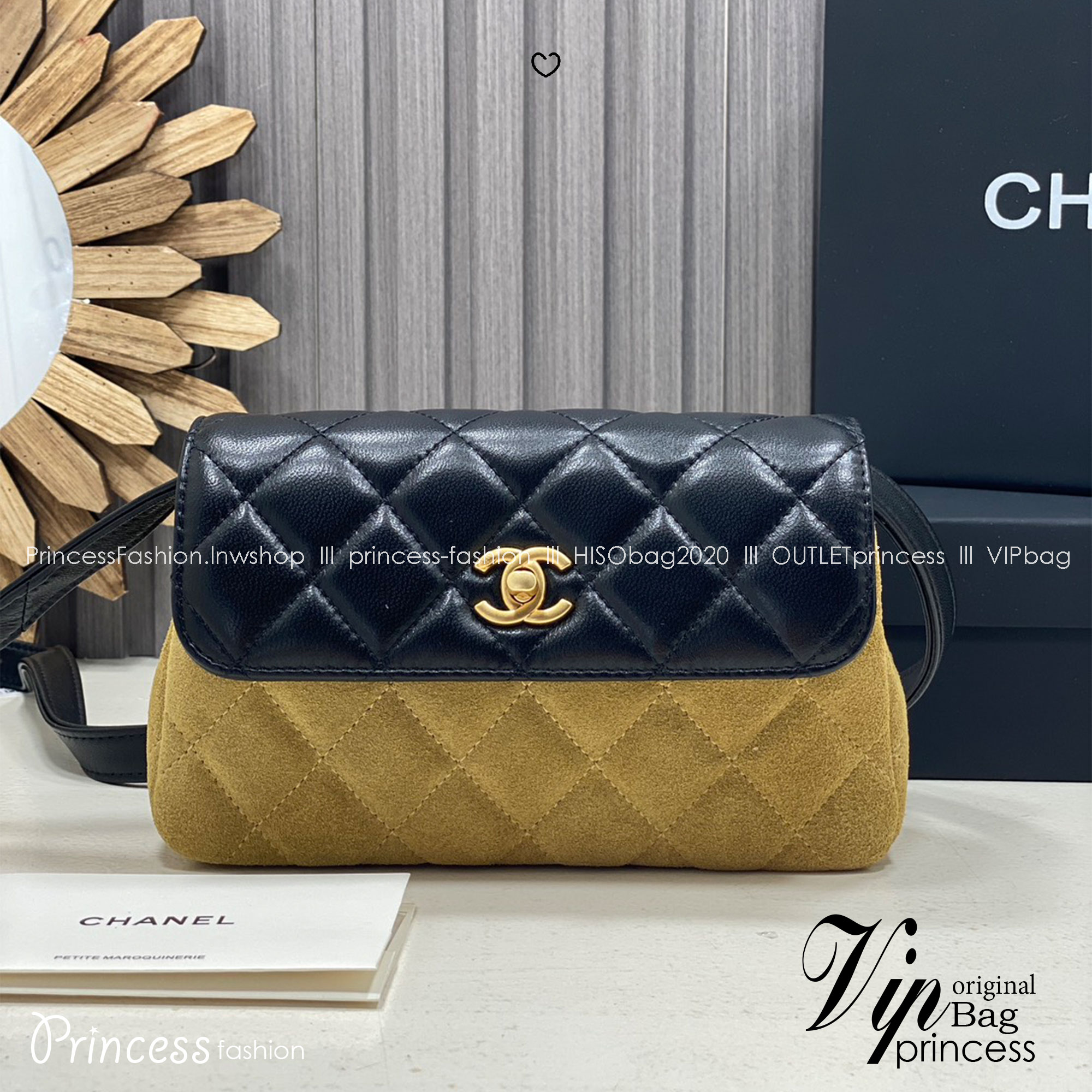 ORI หนังแท้ | Chanel Mini Flap Velvet Leather Bag กระเป๋าสะพาย ดีไซน์ทูโทนสุดไอคอนิก ฝาพับหนังตัวกระเป๋ากำมะหยี่โทนสีเบจ ตัดสีกันอย่างลงตัว สวยหรูโดดเด่น