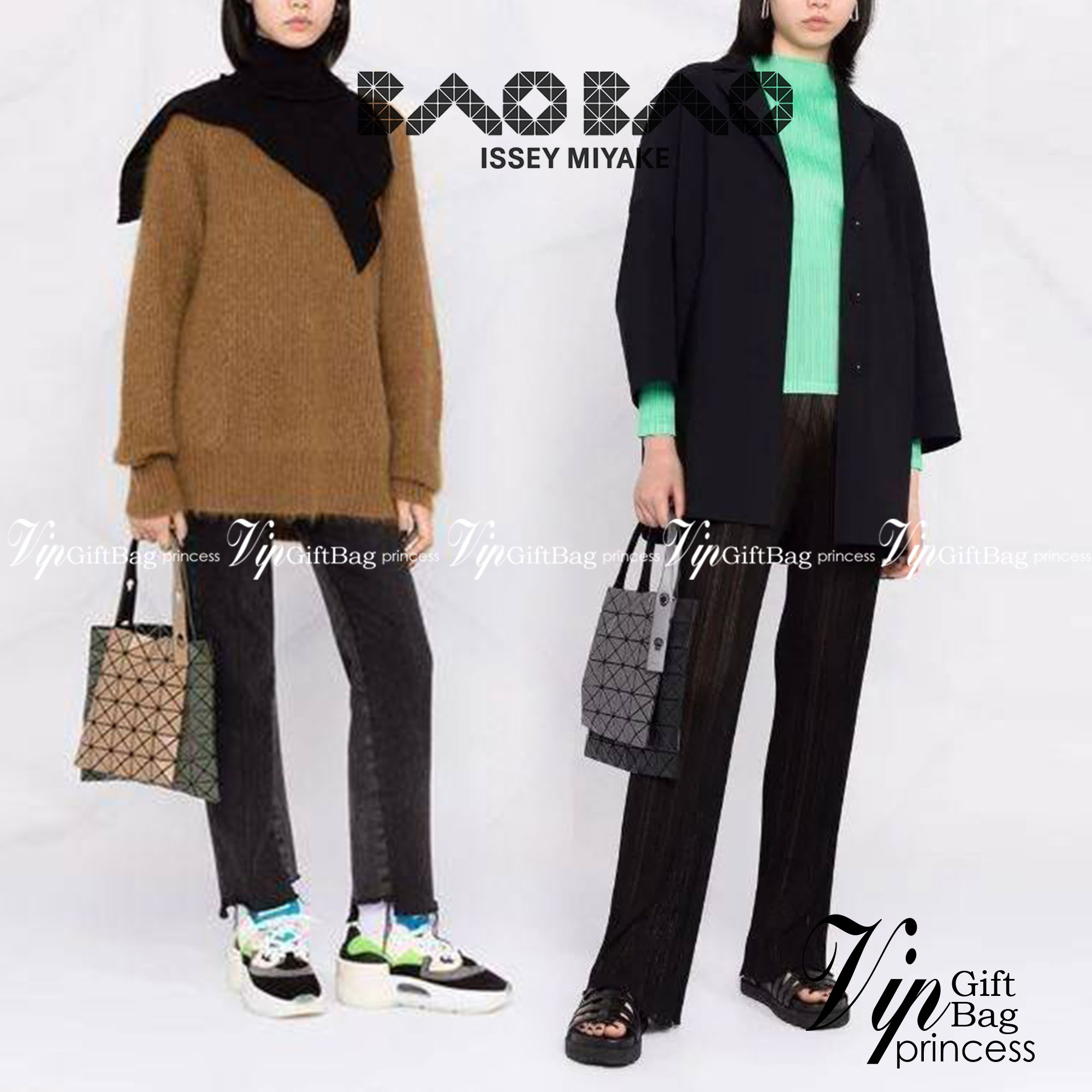 Baobao Issey Miyake Prism Kangaroo tote bag กระเป๋าถือทรงโท้ทที่ประดิษฐ์ขึ้นอย่างเชี่ยวชาญในญี่ปุ่น มาพร้อมแผงเรขาคณิตสำหรับการออกแบบที่ได้รับแรงบันดาลใจจากกระดาษพับ ซิลลูเอทอันเป็นเอกลักษณ์นี้ปิดท้ายด้วยสายรัดแบบอสมมาตร มีการพัฒนาโครงสร้างทรงสามเหลี่ยมเพ