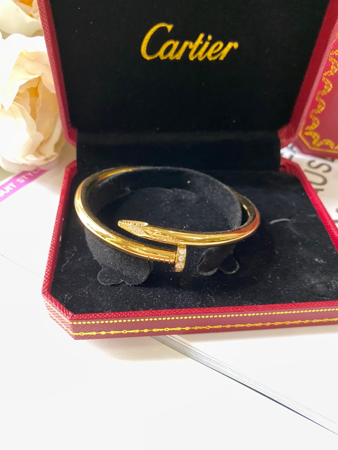 Cartier Bracelet / Cartier JUSTE UN CLOU กำไลคาเทียร์ตะปู รุ่นมีเพชร ภาพถ่ายจากงานจริง พร้อมกล่อง วัสดุโลหะเคลือบขึ้นเงาตามรูป ใช้งานต่างประเทศได้