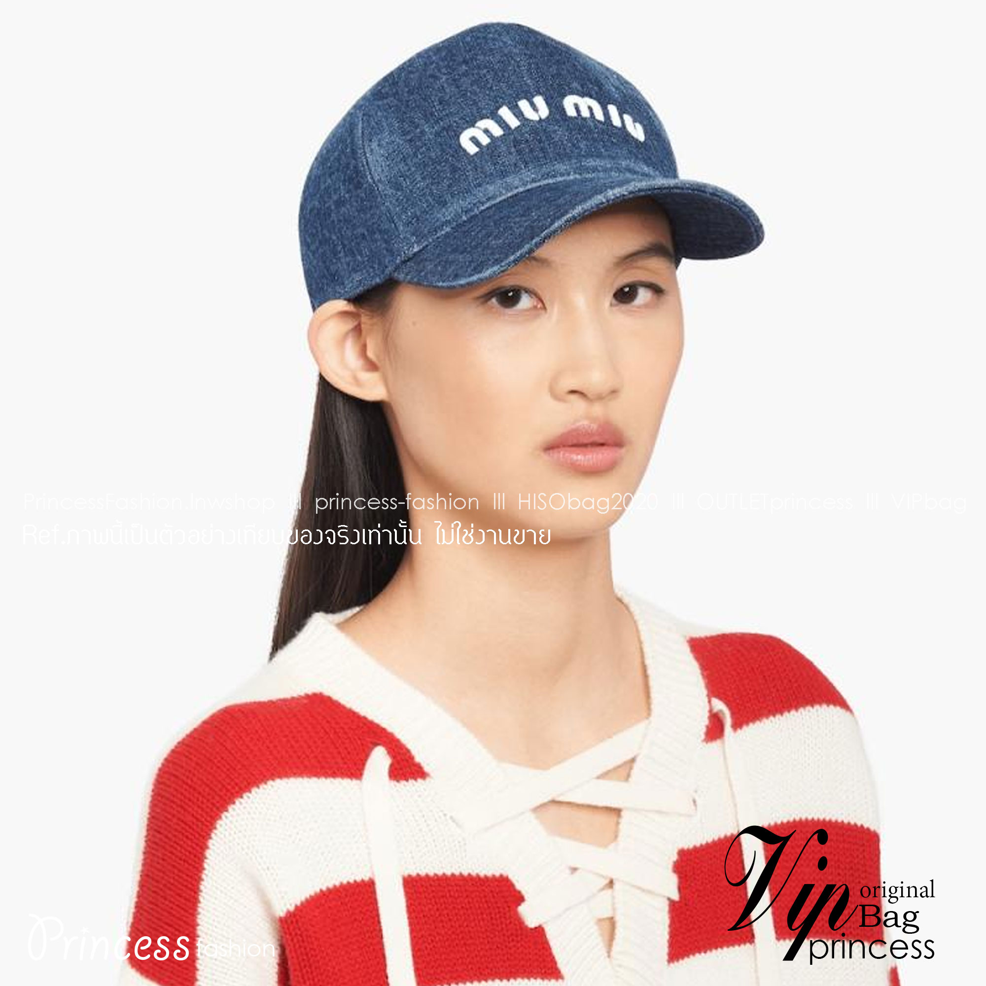 MIU MIU Denim baseball cap / MIU MIU Cap "ของมันต้องมี" หมวกงานคุณภาพที่สุด เกรดท็อปออริ เดนิมสุดคลาสสิก ใช้งานต่างประเทศได้