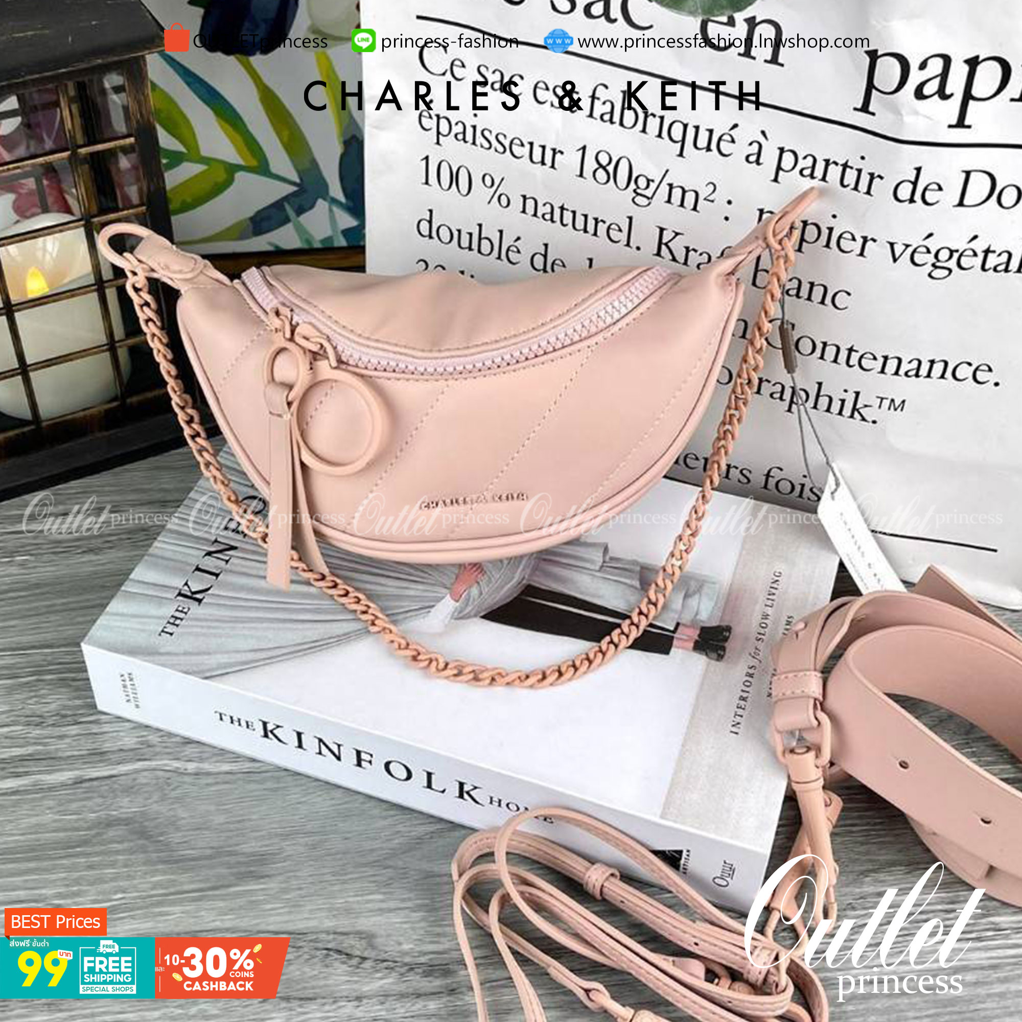 Charles & Keith Half Moon Crossbody Bag กระเป๋าคาดอก/ถือ/สะพาย สวยครบจบได้ในใบเดียว ใช้งานได้หลากหลาย เก๋มากๆ ด้านหน้าปั๊มโลโก้แบรนด์ เปิดปิดแบบซิปคู่ ด้านในจุของได้พอสมควรเลย มีช่องใส่การ์ด 3 ช่อง สามารถใส่ IPhone pro max /ของจุกจิกได้อีก รุ่นนี้จะมีสายส