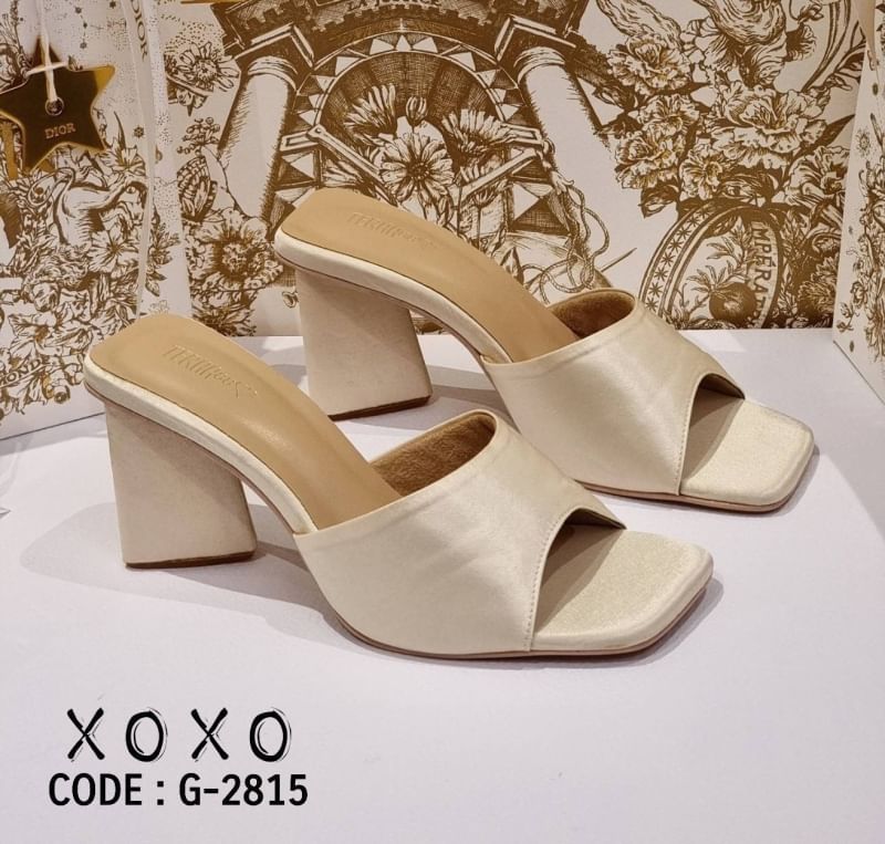 รองเท้า สไตล์ ZARA งานสวม สวย หรู่ วัสดุผ้าซาติน ส้นทรง 3 เหลี่ยม ใส่สบาย น้ำหนักเบา แมทส์ชุดง่าย