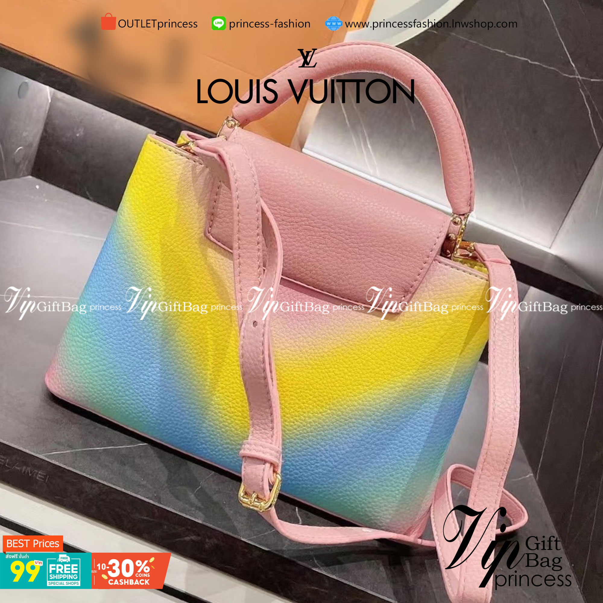 VIP 】หนังแท้ LV Louis Vuitton rainbow shoulder bag กระเป๋าสะพายมาใหม่สีเรนโบทรงtote อะไหล่สีทองสวยหรู มาพร้อมสายสะพายยาว คอลเลคชั่นใหม่ล่าสุด พร้อมเสิร์ฟความสวยถึงบ้านเช่นเคย!! ดีไซน์ย้อนยุค ที่แอบแฝงความเรียบหรูดูแพงอยู่ในตัว โทนสีคอนทราส ทำให้ไอเท็มนี้ด