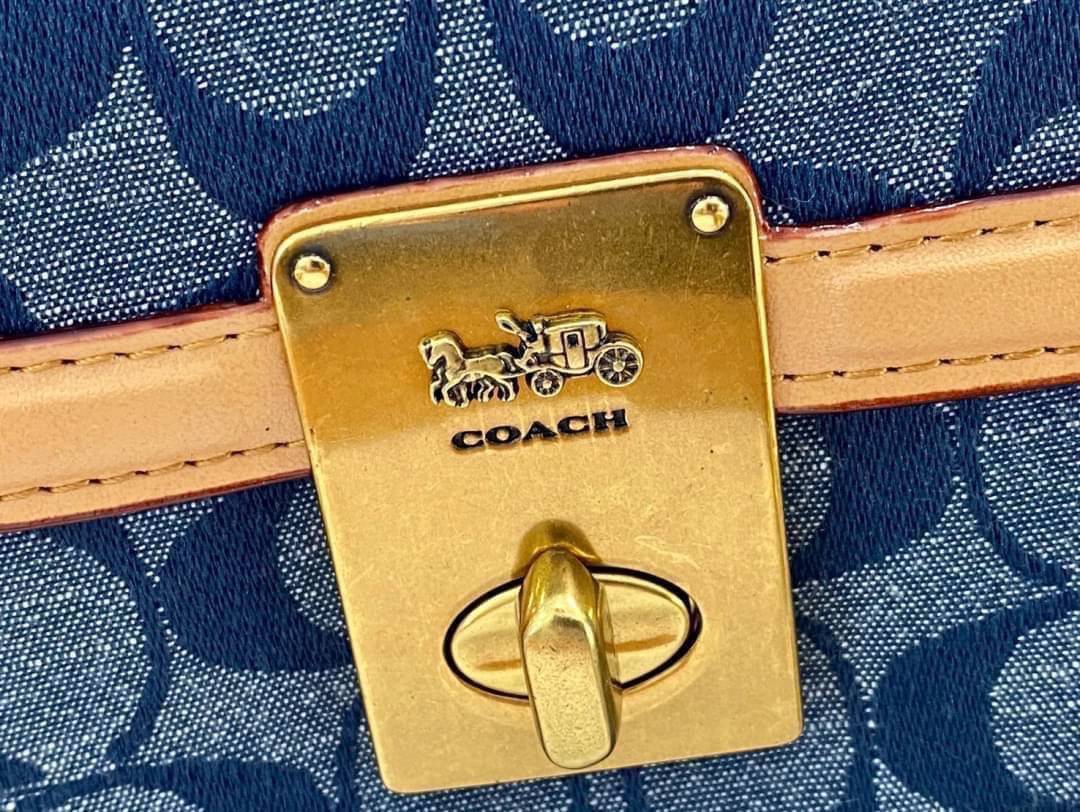 Coach Hutton Shoulder Bag in Signature Chambray