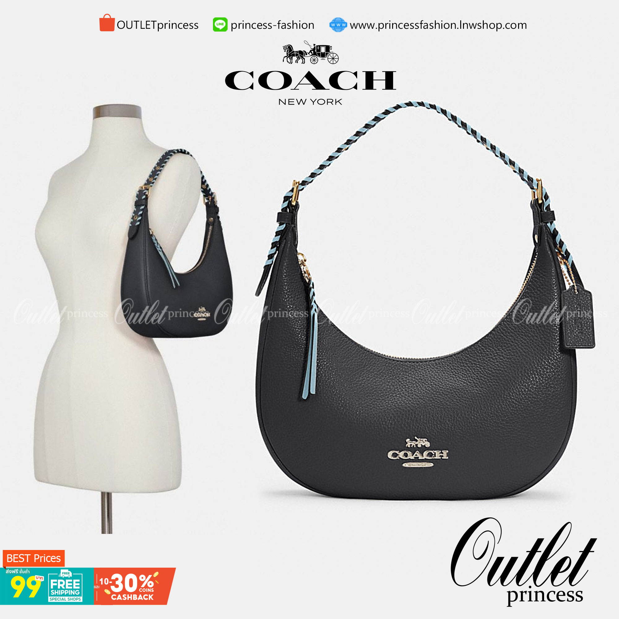 COACH BAILEY HOBO WITH WHIPSTITCH ((C4108//C1322)) พร้อมส่งที่ไทย!! สวยจริงไม่จกตาแน่นอนค่าา กระเป๋าทรงโค้ง ใช้แบบหิ้วหรือคล้องไหล่ก็ดูดี ใช้วัสดุหนังแท้ชั้นดี หนังสวยมากๆค่ะ ด้านหน้าใช้อะไหล่แบรนด์ตัวใหญ่ หรู ดูสะดุดตามีเดียว