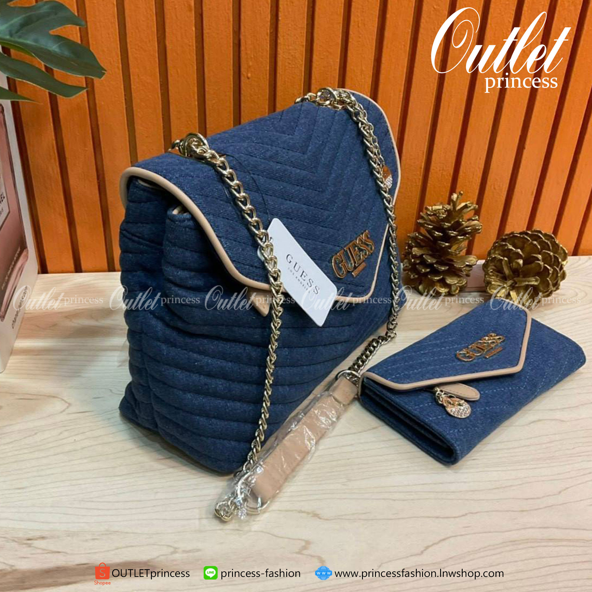 ของแท้ 100% Guess Women’s Crossbody Bag Set สุดคุ้ม!!!! เซตสวยหรูดูแพง สวยจริงจริง ช้าหมด ราคานี้หาที่ไหนได้!! Denim