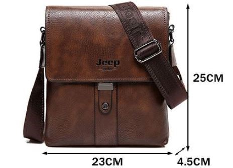 กระเป๋าสะพายข้าง ผู้ชาย ทรงตั้ง กระเป๋า jeep หนังแท้ แฟชั่น กระเป๋าหนังผู้ชาย ดีไซน์ แบบเท่ ๆ 789850