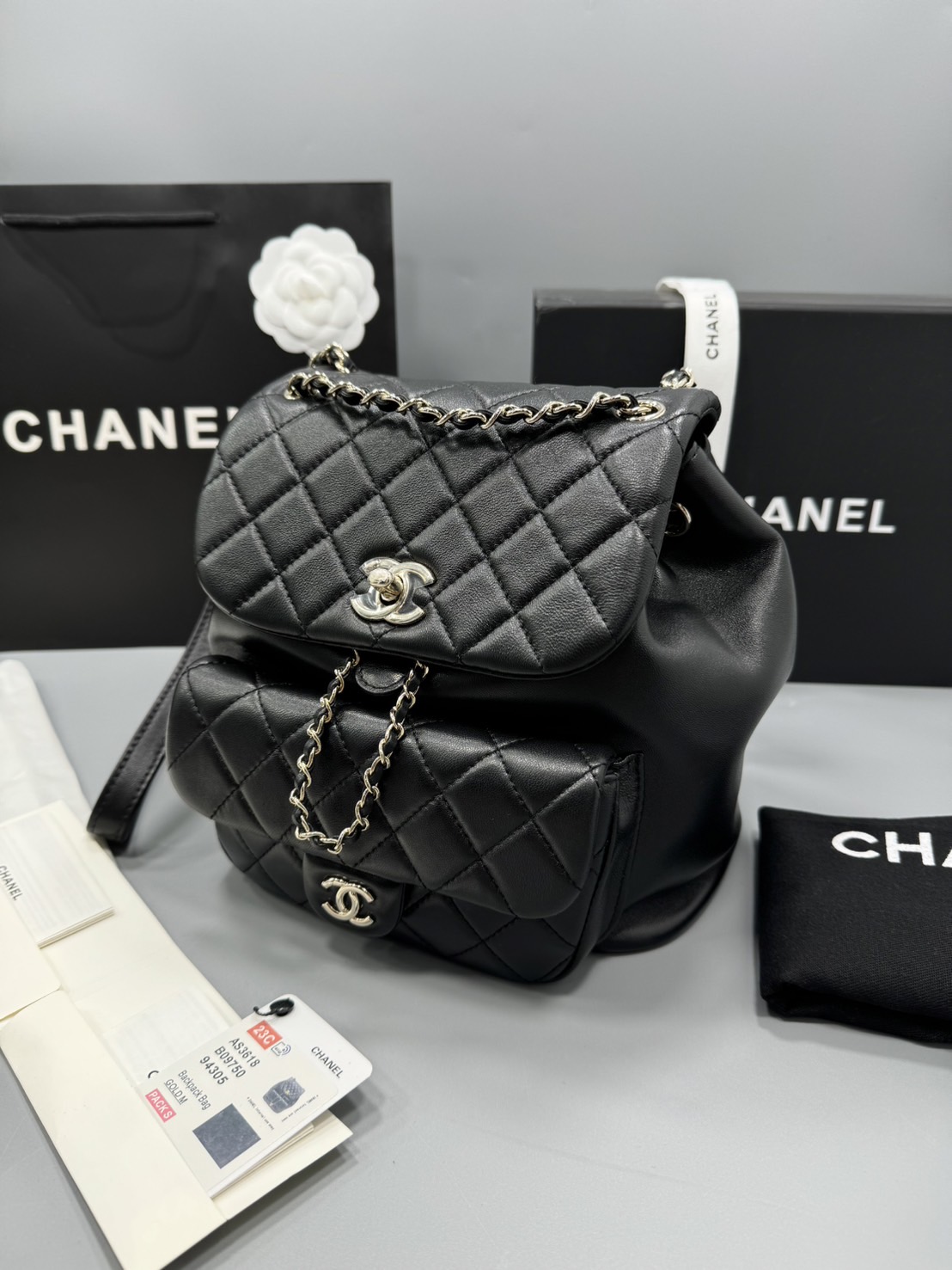 CHANEL 22C MINI DUMA BACKPACK BLACK กระเป๋าเป้ รุ่นยอดนิยม เกรดออริ ท็อป สลับแท้ 1:1 ผ่านทุก ตม ใช้งานต่างประเทศได้