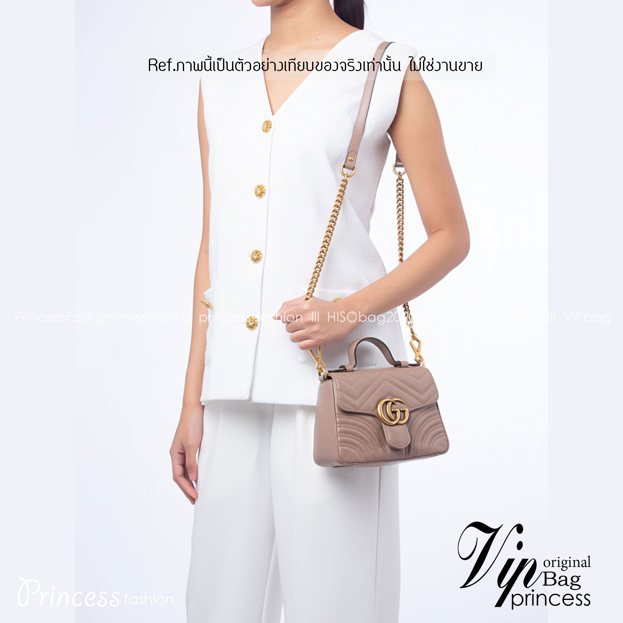 GUCCI GG Marmont mini top handle bag กระเป๋าสะพายข้างรุ่นคลาสสิค ดีไซน์ใหม่พร้อมหูจับในตัว ใช้งานง่าย สายสะพายยาวถอดได้ ถือออกงานก็ปัง สะพายเป็น Every Look ก็เลิศมาก สวยหรูดูแพง อัพลุคได้สบายๆ