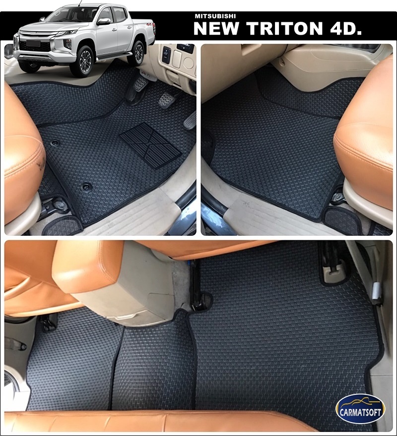 พรมปูพื้นรถยนต์ TRITON 4ประตู 2015-20220ลายสนุ๊กสีดำ เต็มคัน