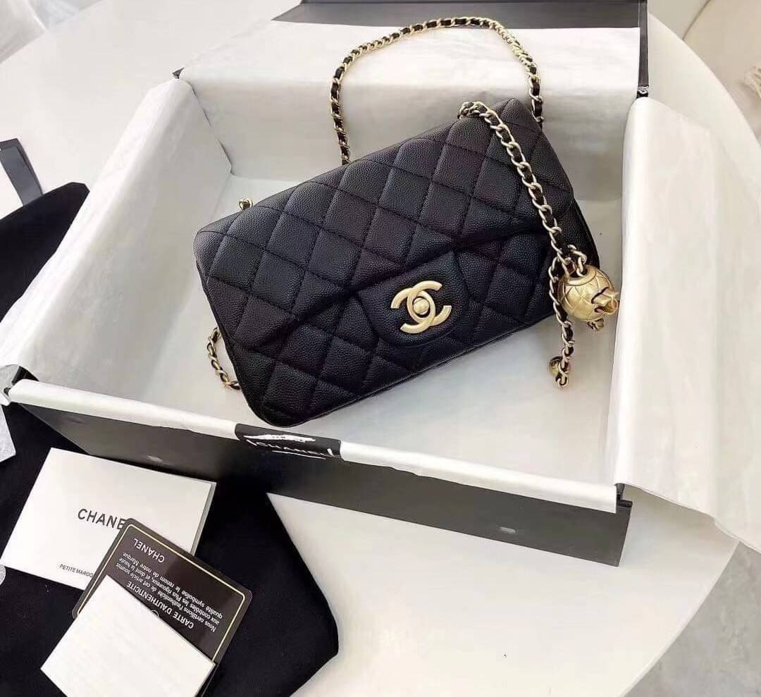 CHANEL MINI FLAP BAG CAVIAR Leather GOLD tone hardware พร้อมส่ง 5 สี