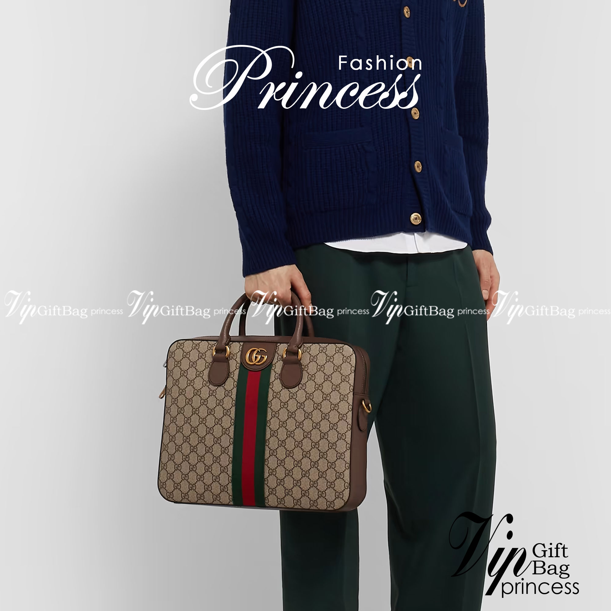 Gucci Ophidia GG Supreme Briefcase พร้อมส่งที่ไทย ภาพสินค้าถ่ายจากงานจริง GG Supreme work bag with Web shoulder strap