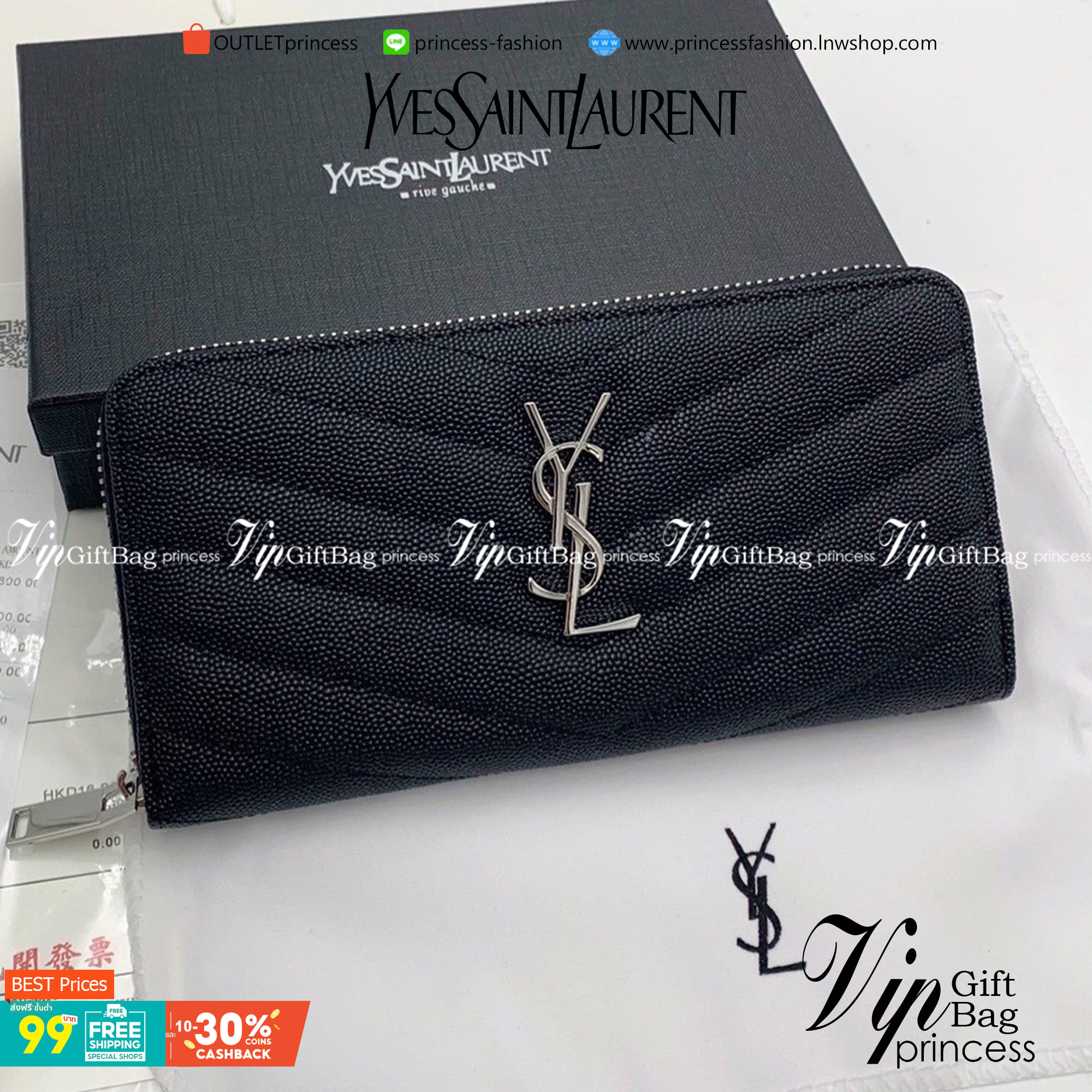 VIP 】YSL SAINT LAURENT LONG WALLET กระเป๋าสตางค์ใบยาวซิปรอบ งานเย็บเดินด้ายสวยมากกก อะไหล่ ดำ เงิน ทอง พร้อมส่งครบเลยค่ะ สวยหรูดูแพง ราคาดีงามมากกค่าา ไอเท็มนี้ Must Have! พร้อมส่งที่ไทยราคาสุดคุ้ม