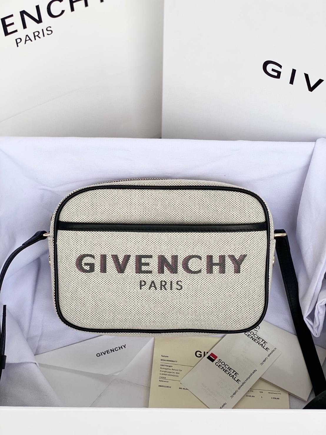 พรีเมี่ยมกิ๊ฟแท้ 100% 】พร้อมส่งที่ไทย ที่นี่ที่เดียว VIP gift Givenchy Bond solo bag หนังแท้ (black,red)