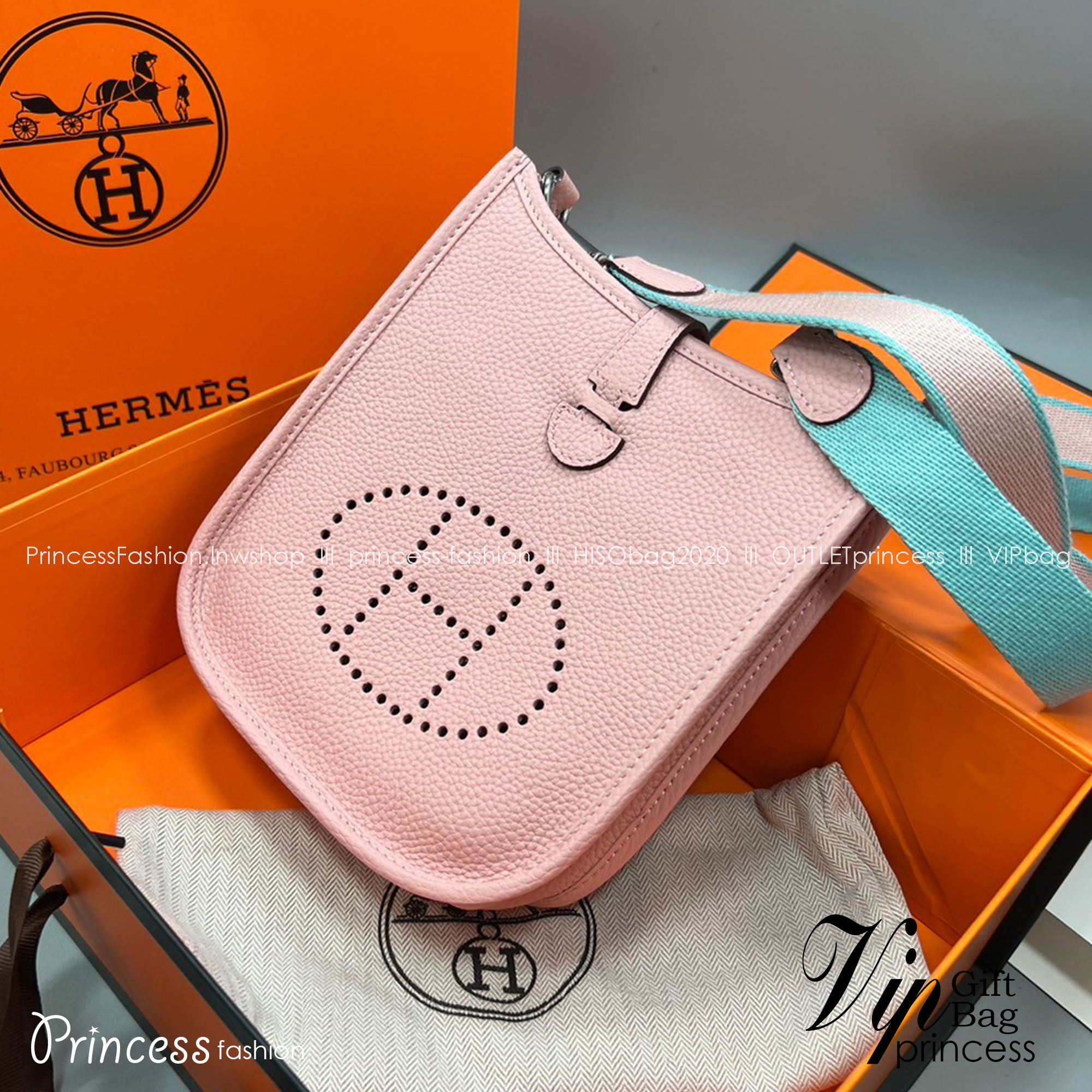 HERMES evelyne mini bag Luxury Bag กระเป๋าสะพายแบรนด์ดัง แบรนด์หรู คลาสสิกตลอดกาล ใช้ได้ทั้งชายหญิง ใบเดียวจบ สวยรวยปัง เกรดท็อปออริจินอล ภาพสินค้าถ่ายจากงานขายจริง ใช้งานต่างประเทศได้