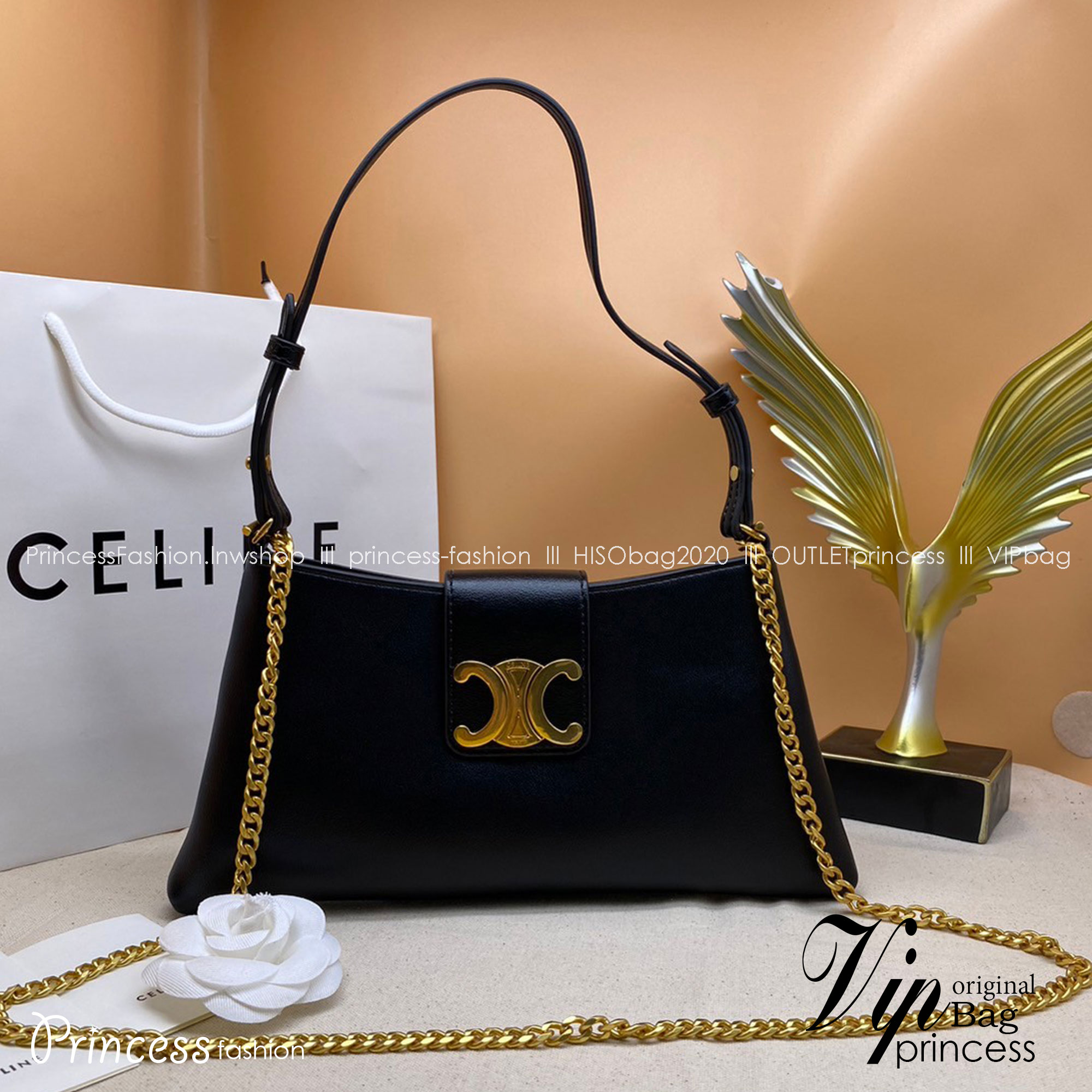 CELINE MEDIUM WILTERN BAG IN SMOOTH CALFSKIN / Celine hobo / Celine Bag พร้อมส่ง กระเป๋าถือ/สะพายโซ่อะไหล่ทองหรูหรา ทรงโฮโบ สวยผู้ดี ใช้งานง่าย โดดเด่นด้วยโลโก้สีทอง