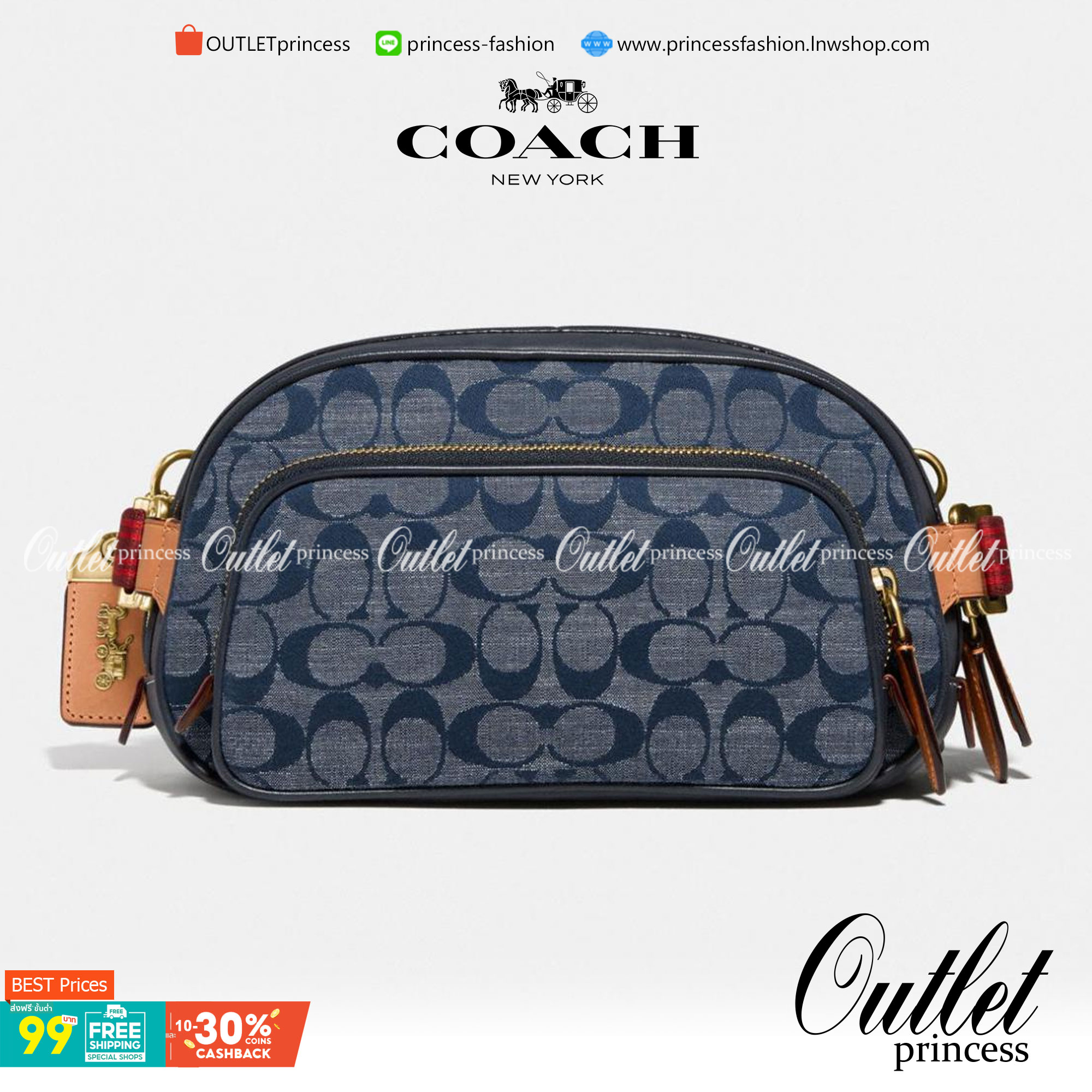 COACH BELT BAG IN SIGNATURE CHAMBRAY (3685) ❤️ใช้ได้ทั้งชาย//หญิงค่ะ กระเป๋าคาดอก วัสดุผ้าแคนวาส+หนังแท้ค่ะ ด้านหน้ามีช่องซิปขนาดกลาง ใส่มือถือได้ค่ะ ช่องซิปหลักเปิดปิดแบบซิปคู่ ภายในกว้าง ใส่ของจำเป็นได้ครบเลยนะคะ มีช่องซิปสำหรับใส่ของจุกจิกให้อีก