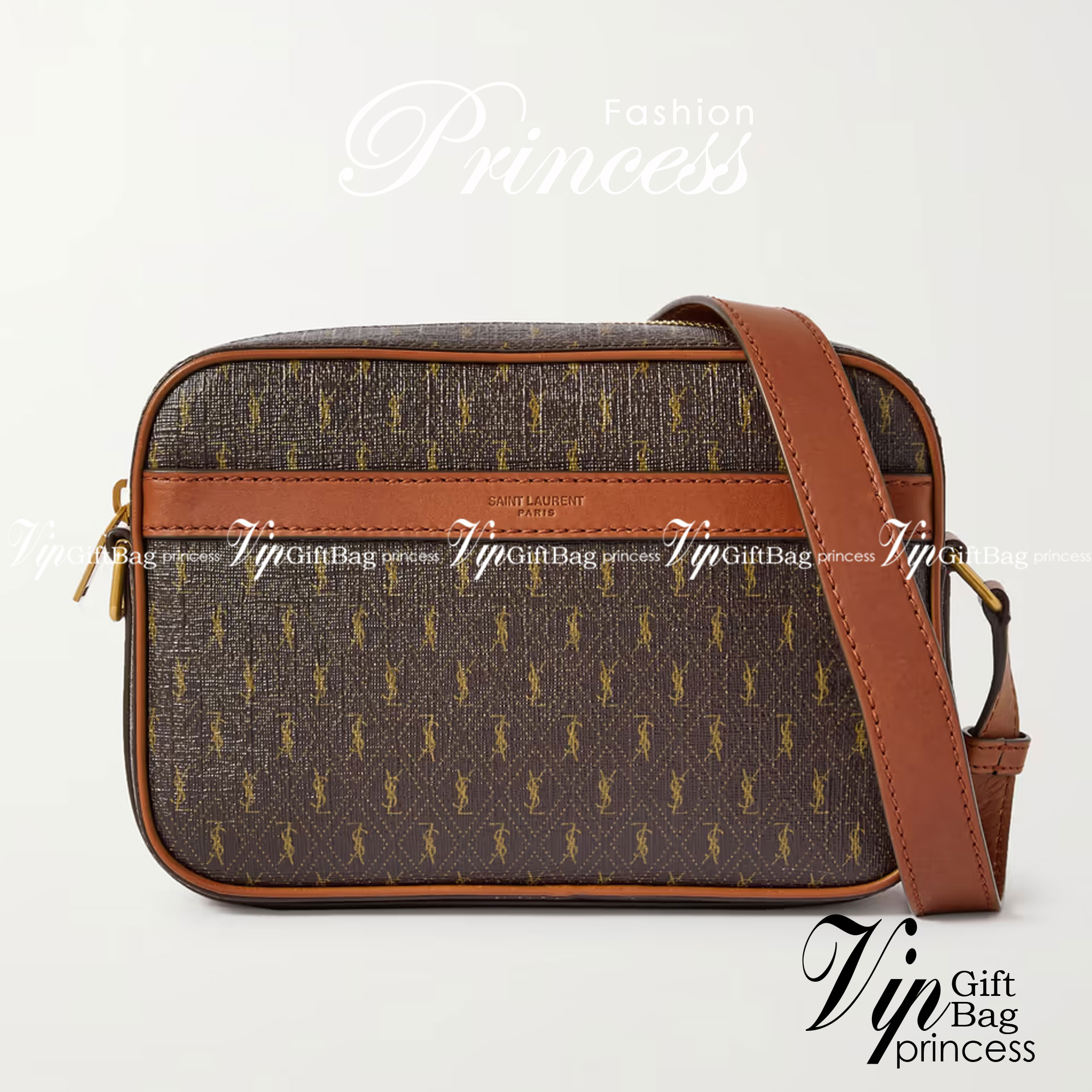 ORI SAINT LAURENT Leather-Trimmed Monogrammed Coated-Canvas Messenger Bag / YSL Messenger Bag เกรดออริจินอล หนังแท้ ใช้งานต่างประเทศได้ ภาพถ่ายจากงานขายจริง กระเป๋าสะพายสไตล์วินเทจ งานหนังแท้สวย โทนสีผู้ดีมากค่ะ ภายในโล่งจะสะพายไหล่ CROSSBODY ก็ดูดี สินค้