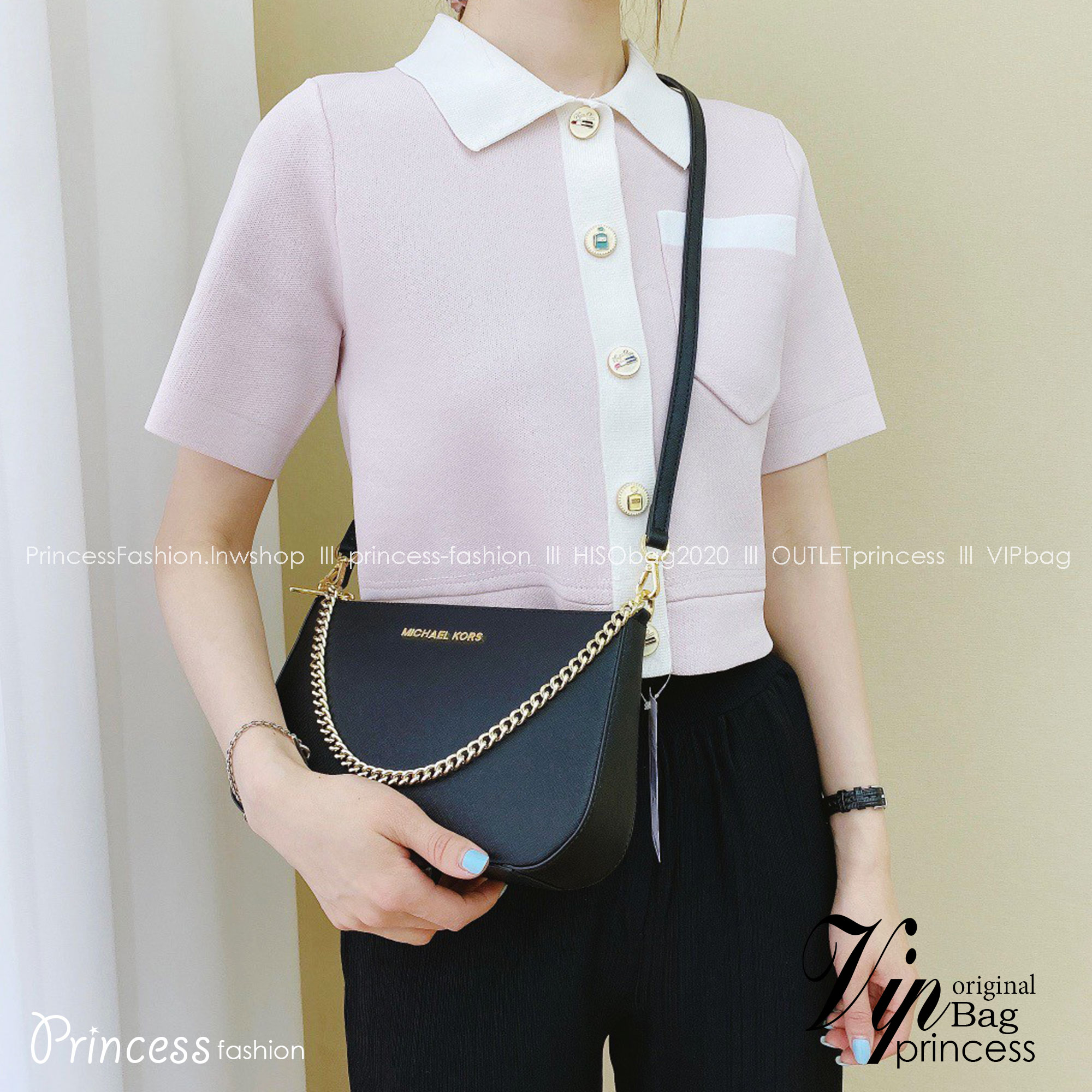 MICHEAL KORS SAFFIANO CROSSBODY BAG / MK Chain Pouchette Bag พร้อมส่ง 4 สี กระเป๋าสะพายข้าง ทรงสวย วัสดุหนัง SAFFIANO คุณภาพดี สวยอยู่ทรงแข็ง