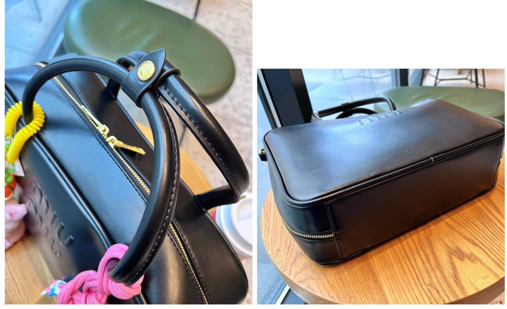 MIUMIU Leather top-handle bag / MIUMIU Boston Bag กระเป๋าถือสะพาย เกรดออริ 1:1 ใช้งานต่างประเทศได้