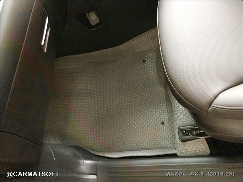 พรมกระดุมเม็ดเล็ก MAZDA CX-8 (2019-25) สีเทา +แผ่นท้าย +ปิดหลังเบาะ เต็มคัน