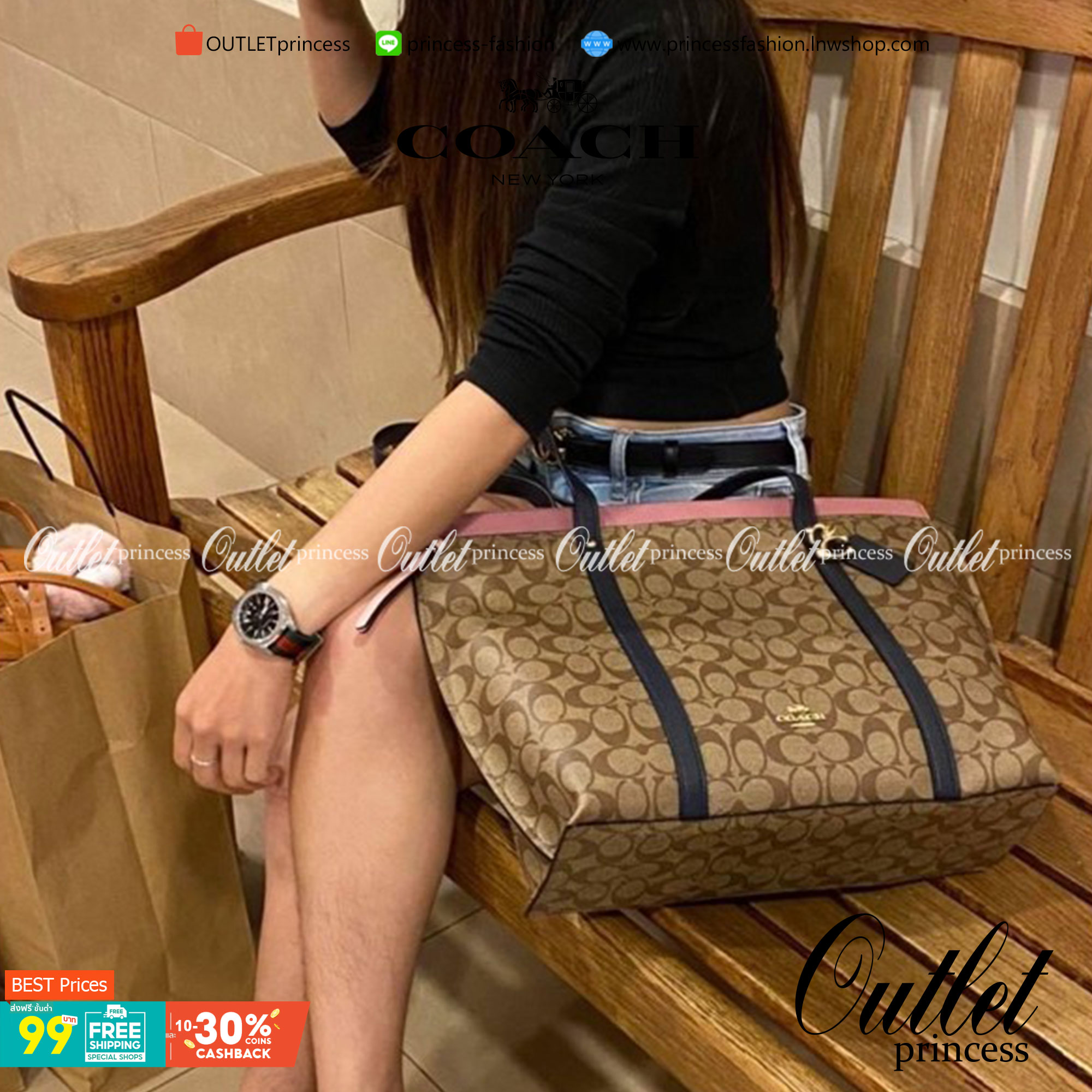 COACH 2319 MAY TOTE IN COLORBLOCK SIGNATURE CANVAS กระเป๋าโท้ท ดีไซน์ใหม่ล่าสุด!! 💕💕 เก๋ตรงปากกระเป๋า คล้ายกระเป๋าซ้อนในตัว สีตัดกับตัวกระเป๋าได้อย่างลงตัว ทรงสวย ใบใหญ่ใส่ของได้เยอะ เปิด-ปิดด้วยซิป รูดใช้งานง่าย ภายในโล่งกว้าง ด้านหลังมีช
