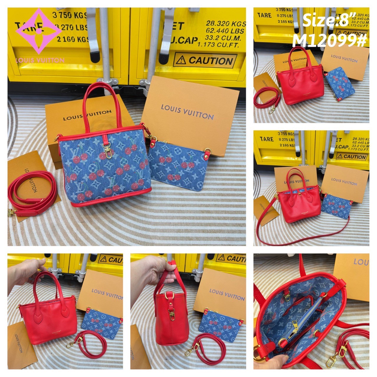 LV x TM - Neverfull Inside Out BB Bag Monogram cherry กระเป๋าสะพายทรงโท้ทใบเล็กน่ารัก กลับใช้งานได้ 2 ด้าน ดีไซน์ใหม่ล่าสุดก่อนใคร