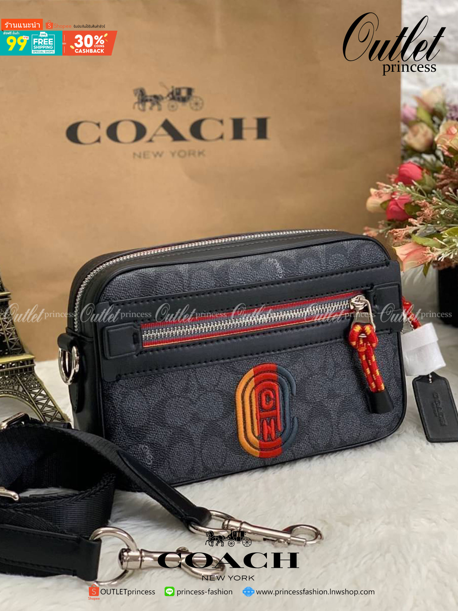 COACH ACADEMY CROSSBODY IN SIGNATURE WITH VARSITY ZIPPER ((768)) พร้อมส่งที่ไทยอีกครั้ง! ได้ไปหลงรักแน่นอนค่ะ
