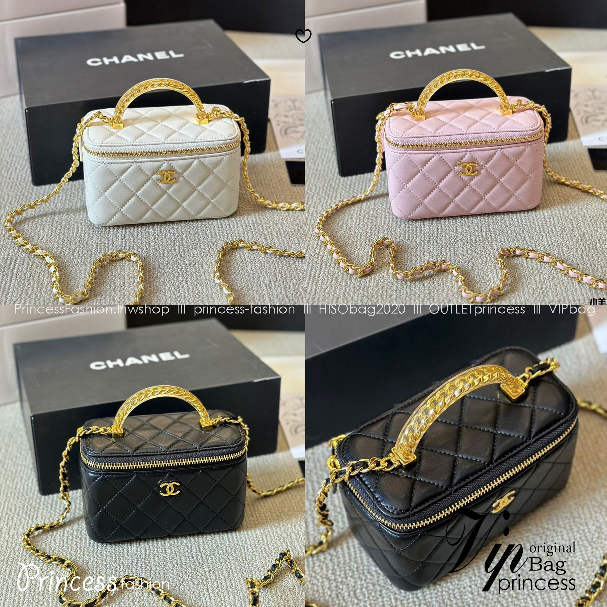 CHANEL Vanity Top Handle Bag / Chanel makeup bag กระเป๋าใส่เครื่องสำอางค์สวยหรู น่ารักลูกคุณหนูต้องยกให้ใบนี้เลยค่า น้องโดดเด่นที่หูจับโซ่สีทองสวยเงางาม ด้านในกว้างขวาง จะใช้เองหรือเป็นของขวัญ ของฝาก แนะนำรุ่นนี้เลยค่ะ!