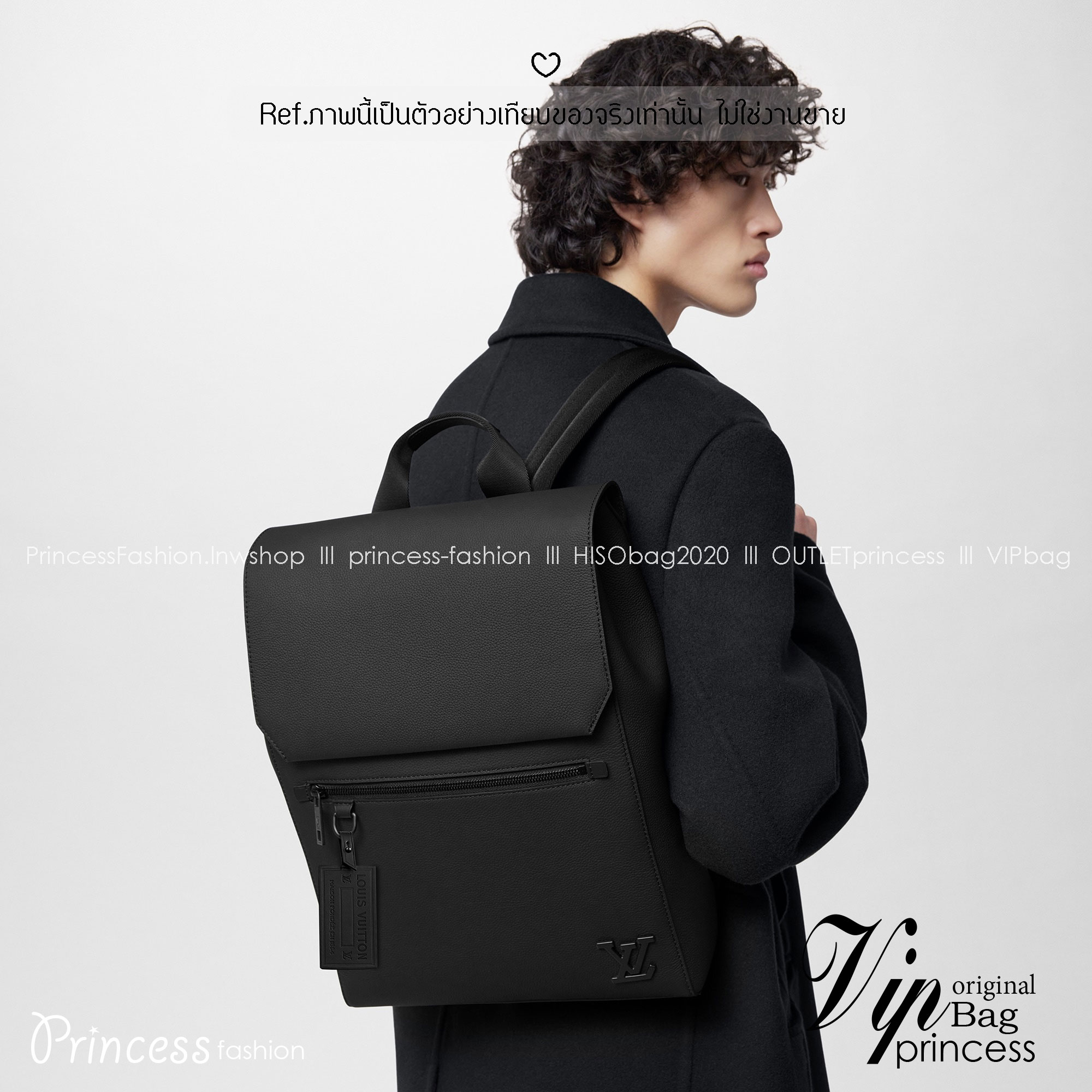 ORI หนังแท้ | LV Fastline Backpack กระเป๋าสะพายหลังรุ่น Fastline โดดเด่นด้วยดีไซน์มุมตัดและรูปทรงเรียบหรูอันเป็นเอกลักษณ์ของคอลเล็คชั่น LV Aerogram สีดำเต็มใบสวยหรูคลาสสิค ประดับเนมแท็ก