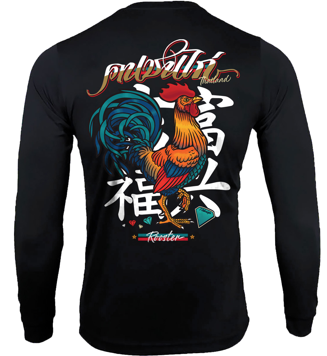 77design คนชนไก่ เสื้อแขนยาวผ้ากีฬาไมโครโพลีเอสเตอร์ คุ้มราคา