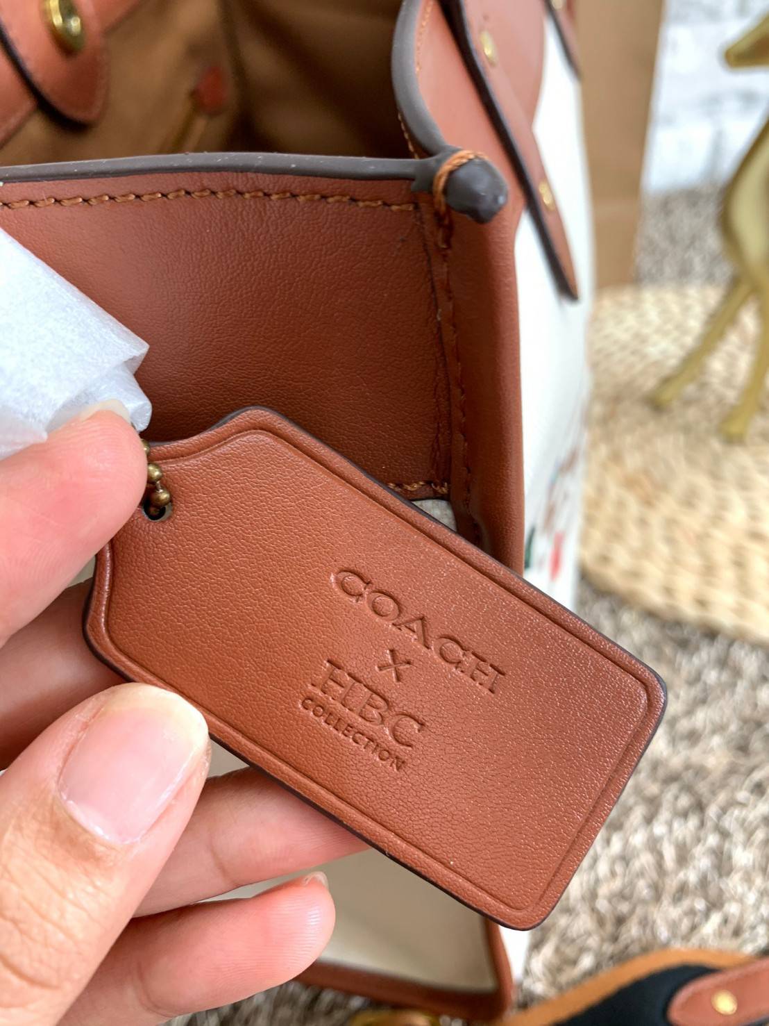 COACH Garden Embroidery women's square tote bag LIMITED EDITION COACH X HBC COLLECTION