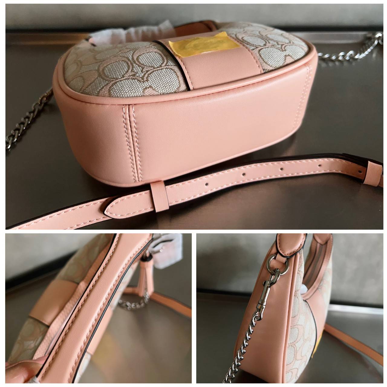 COACH CARMEN MINI CROSSBODY IN SIGNATURE JACQUARD กระเป๋ารูปทรงพระจันทร์โค้งมน น่ารักน่าใช้มากๆ!! เกรดท็อปออริ เกรดดีสุด สลับแท้ 1:1 ใช้ต่างประเทศได้