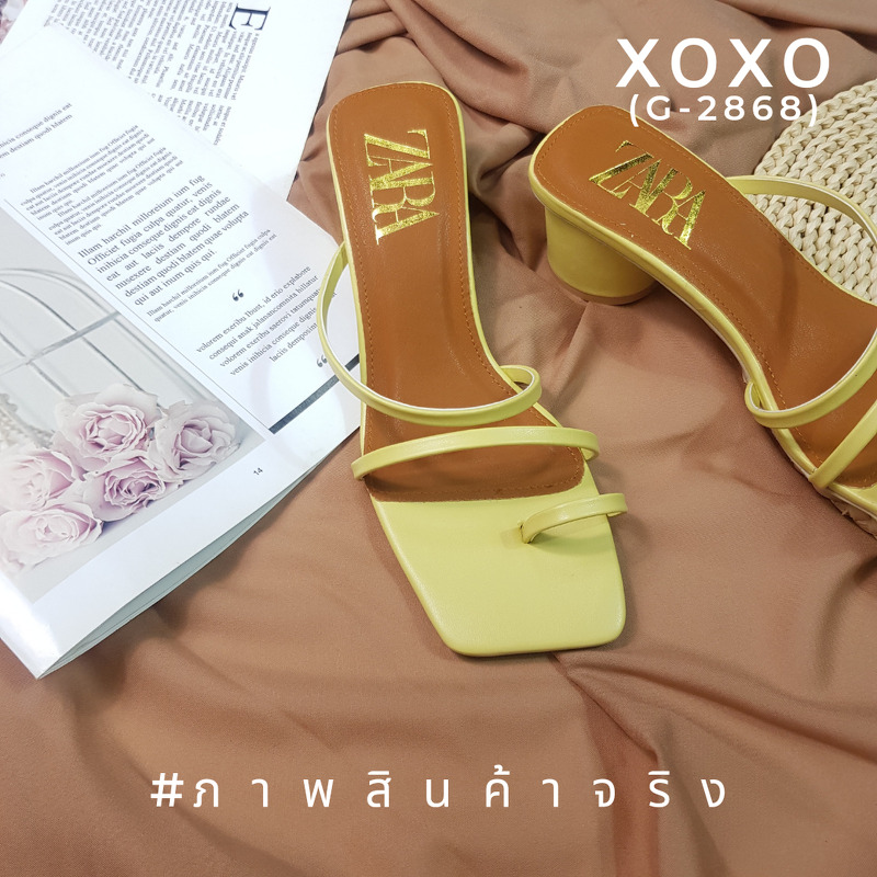 ZARA Shoes รองเท้างานสวม คาดนิ้วโป้ง วัสดุหนัง PU น้ำหนักเบา ส้นทรงกระบอกทรงกลม สวยเก๋ แมทส์ชุดง่าย สวย เลิศ ราคาสบายกระเป๋ามากจร้า