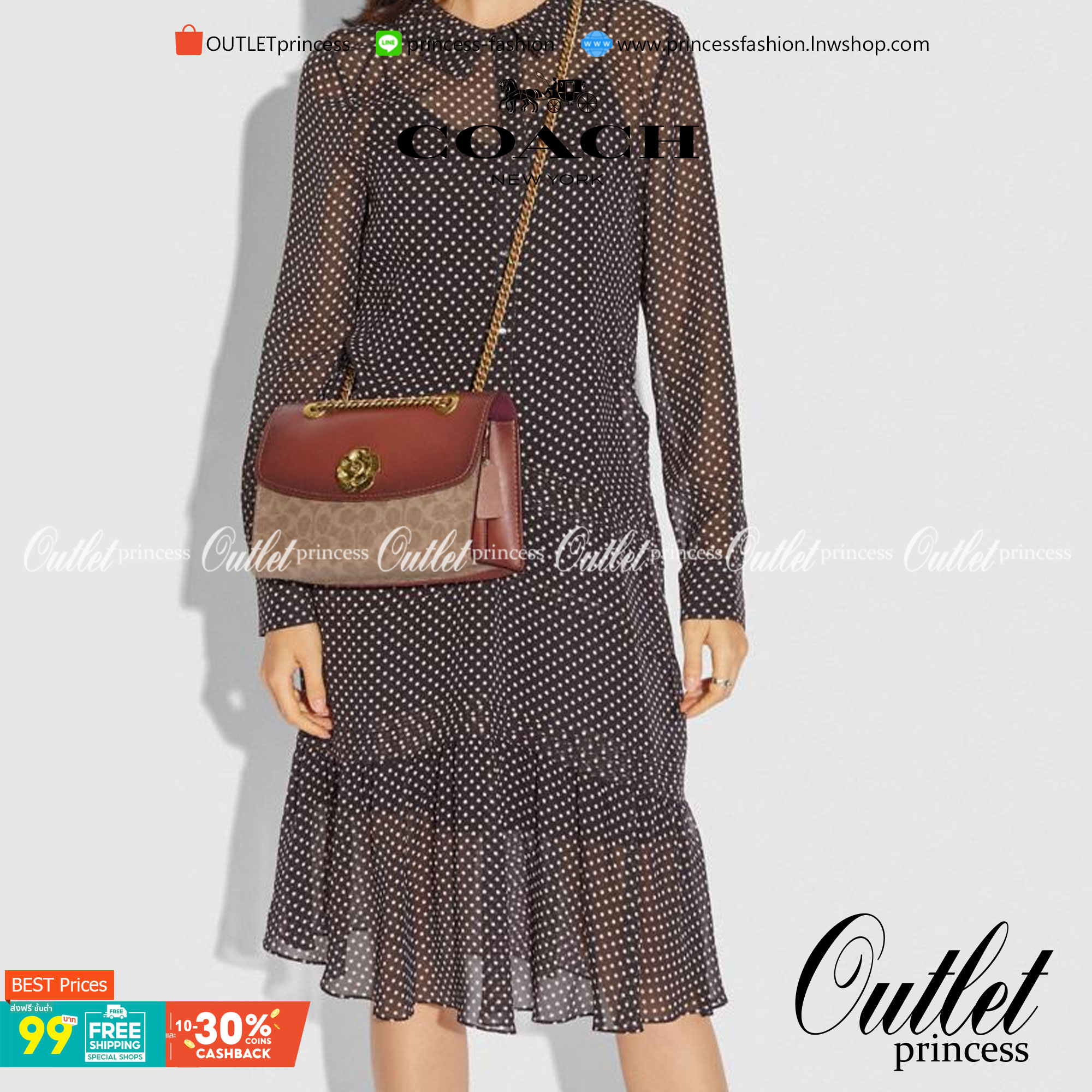 Coach Parker In Signature Canvas With Tea Rose