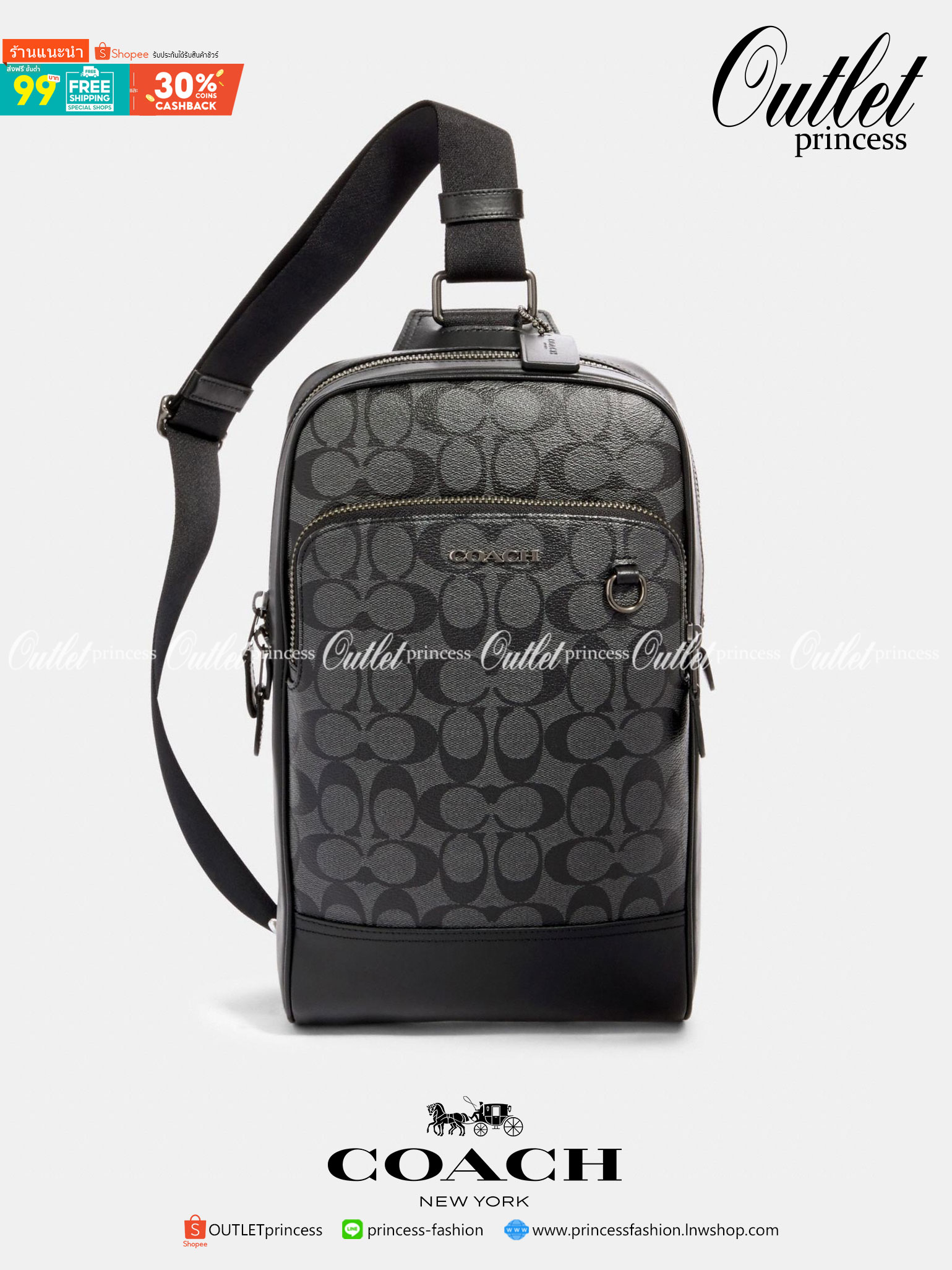 ใหม่ล่าสุด คุณผู้ชายห้ามพลาดเลยค่าา COACH GRAHAM PACK IN SIGNATURE ((89937)) พร้อมส่งที่ไทยค่ะ! กระเป๋าคาดอก สามารถคาดด้านหน้าหรือด้านหลังได้ตามแต่สะดวกค่ะ หนังแท้นิ่ม ทรงสวยมากๆค่ะสำหรับรุ่นนี้! มีช่องซิปตอนหน้าหนึ่งช่อง;ช่องหลักเปิดปิดแบบซิปคู่ ภายในโล่