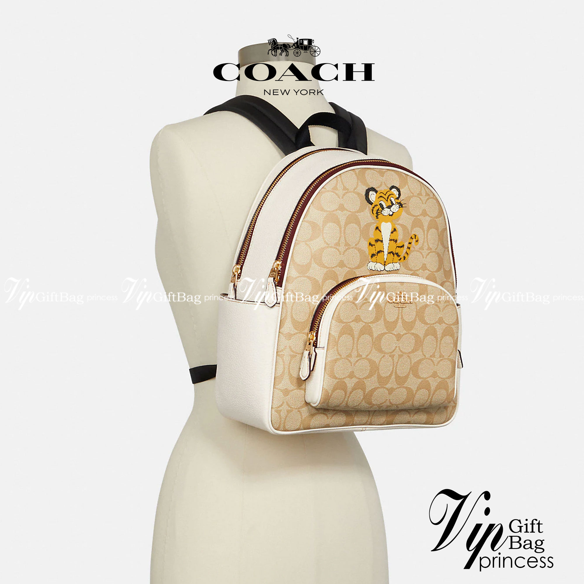 COACH Court Backpack In Signature Canvas With Tiger พร้อมส่งที่ไทย