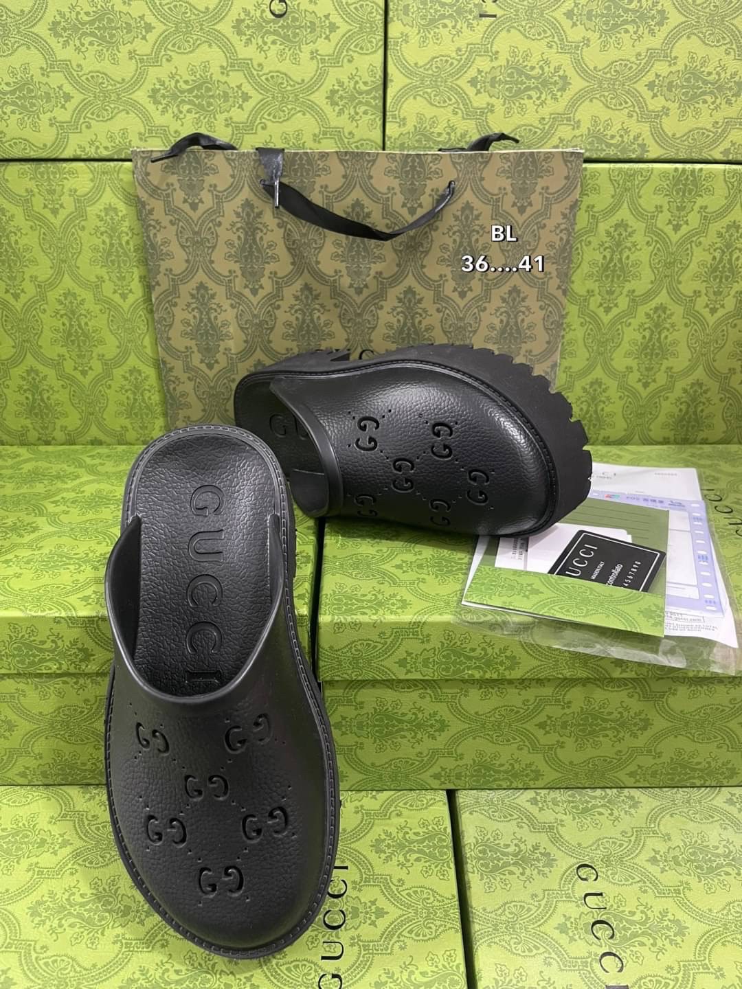 GUCCI platform perforated G sandal / GG Sandel รองเท้า GG เกรดออริจินอล สลับแท้ พร้อมกล่อง ภาพถ่ายจากงานจริง ใช้งานต่างประเทศได้