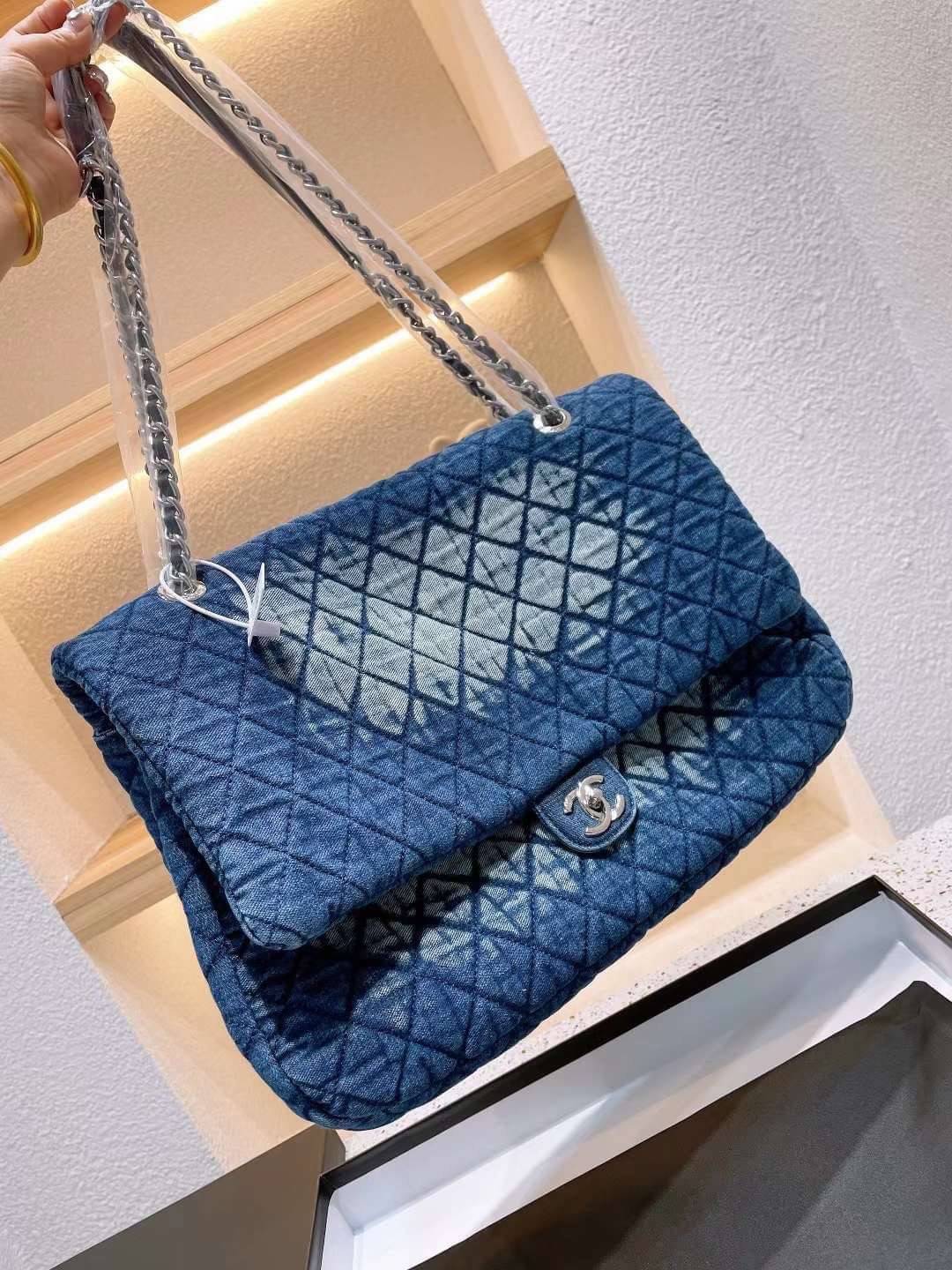 CHANEL Large Denim Flap Bag พร้อมส่ง 2 สี 16"