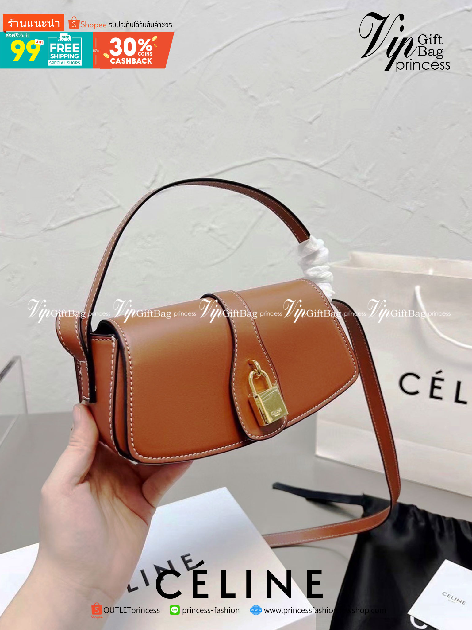 VIP 】CELINE TABOU CLUTCH BAG CELINE MINI CROSSBODY BAG (GWP) วัสดุ Triomphe Canvas หนังสวยอยู่ทรงกันน้ำได้ ขนาดกำลังน่ารัก การออกแบบที่เน้นความเรียบแต่หรู มาพร้อมสายสะพายสั้นและสายสะพายยาว สำหรับสะพายไหล่ สายปรับระดับสั้น-ยาวได้ (ถอดไม่ได้) โดดเด่นที่ด้าน