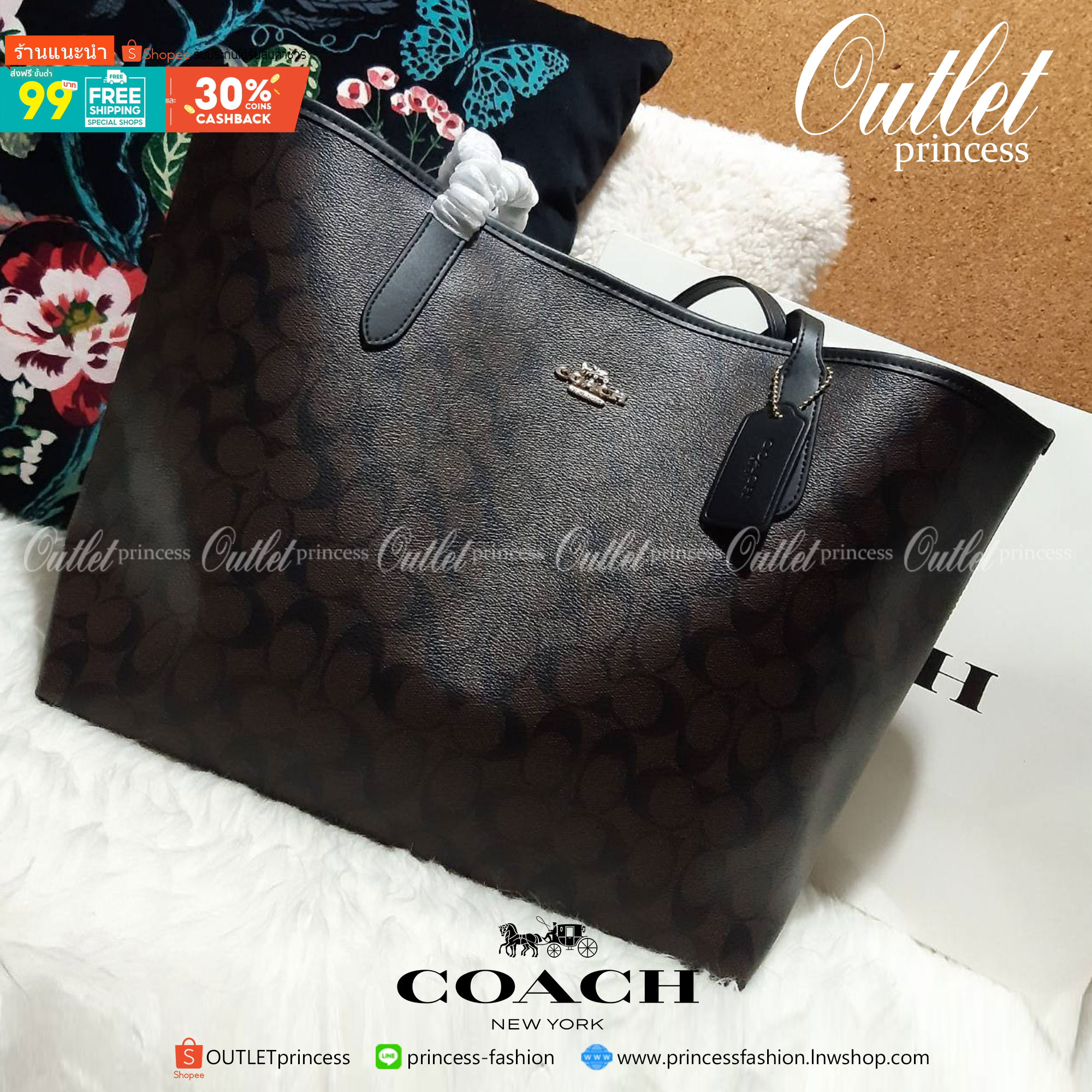 ของแท้ 💯% COACH C5696 CITY TOTE IN SIGNATURE CANVAS กระเป๋าถือทรงโท้ทใบใหญ่ ใส่ของได้ของครบครัน รุ่นใหม่ล่าสุด!! ⭐️⭐️ ขายดีทุกไซส์ ทุกสีจริงๆรุ่นนี้