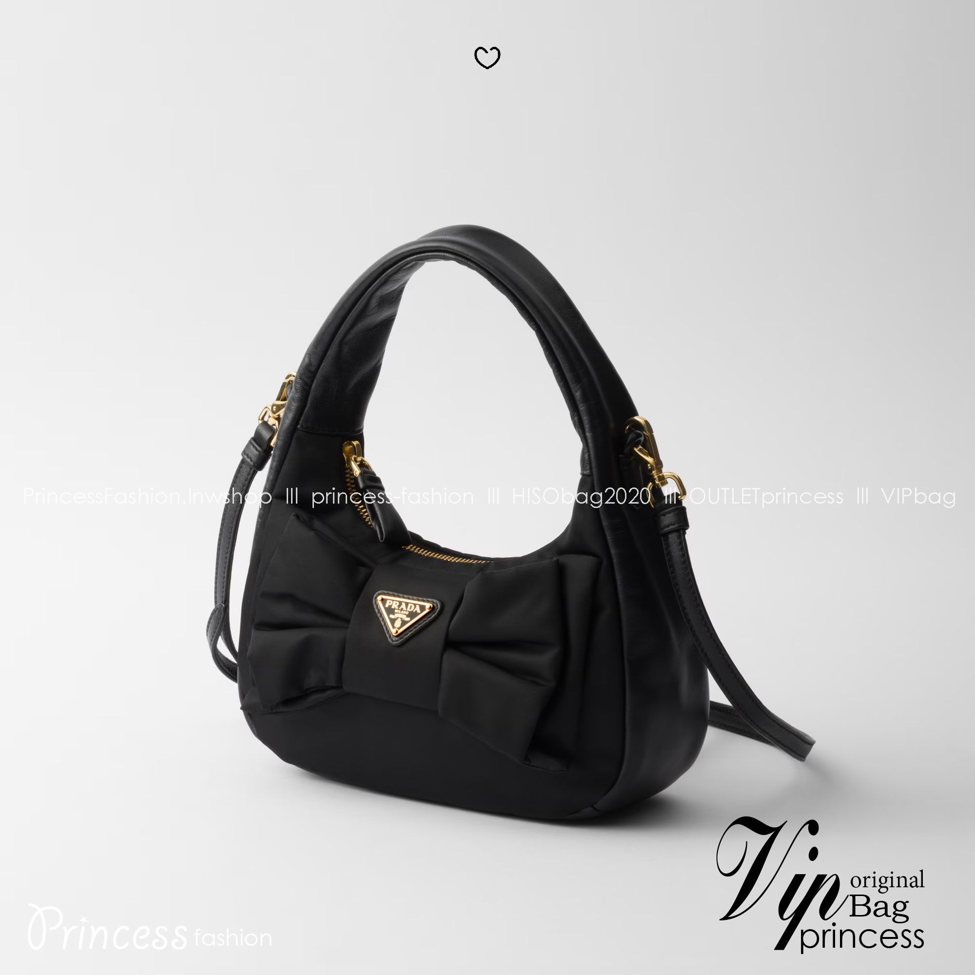 ORI หนังแท้ | Prada Re-Nylon and nappa leather mini-bag with bow กระเป๋าถือพร้อมสายสะพาย ผ้าไนล่อนบุนวม รูปทรงแบบโฮโบที่นุ่มนวลโดดเด่นด้วยโบว์ขนาดใหญ่ที่สื่อถึงความเป็นผู้หญิงสมัยใหม่