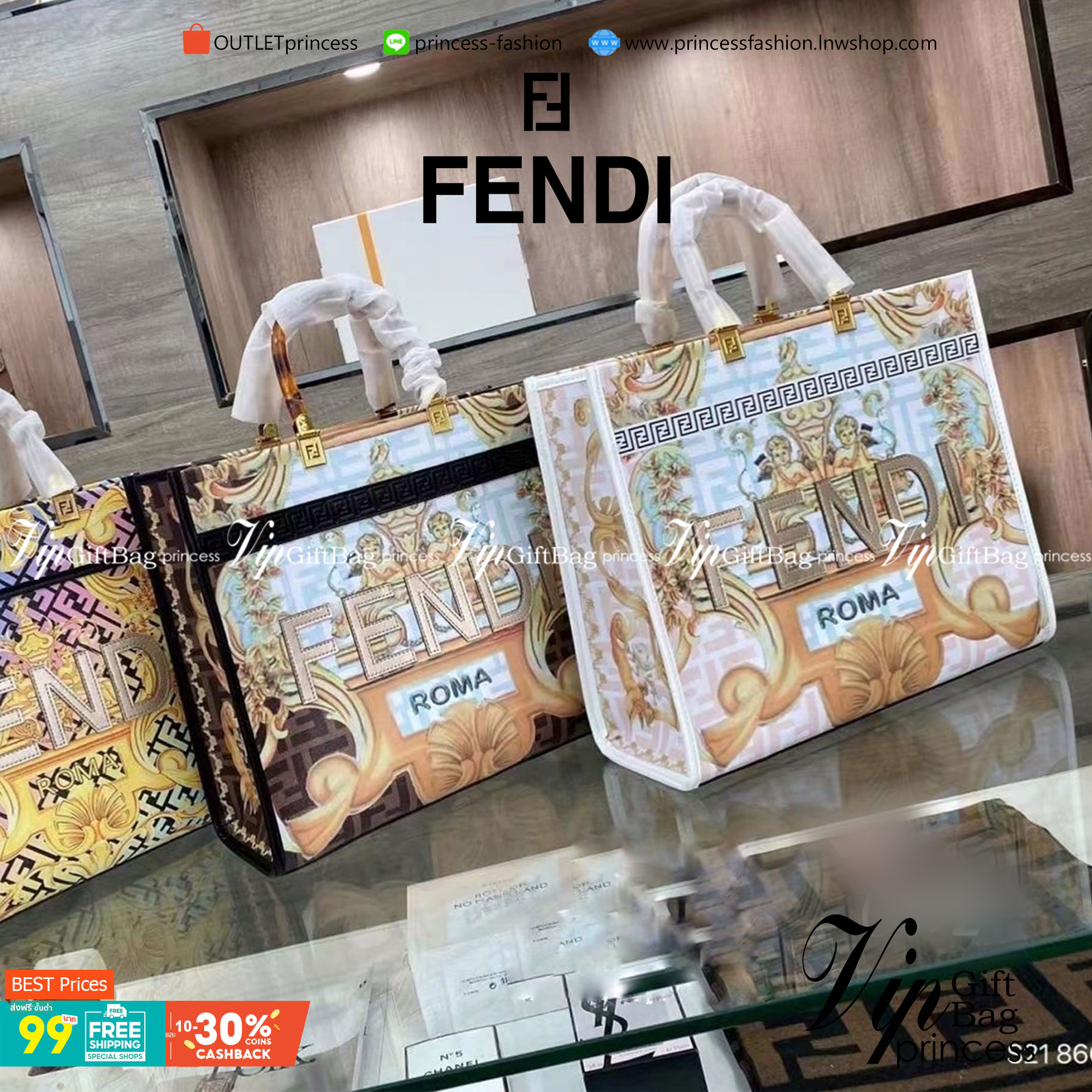 VIP 】FENDI Vintage Shopping bag กระเป๋าสะพายทรง shopping ลายกราฟฟิกวินเทจมาใหม่ ทรงนี้คือทรงสุดฮิตใช้งานง่ายใส่ของได้เยอะช่องใหญ่ งานจริงสวยมาก สวยหรูดูแพง พร้อมส่งที่นี่ ที่เดียวเลยค่า