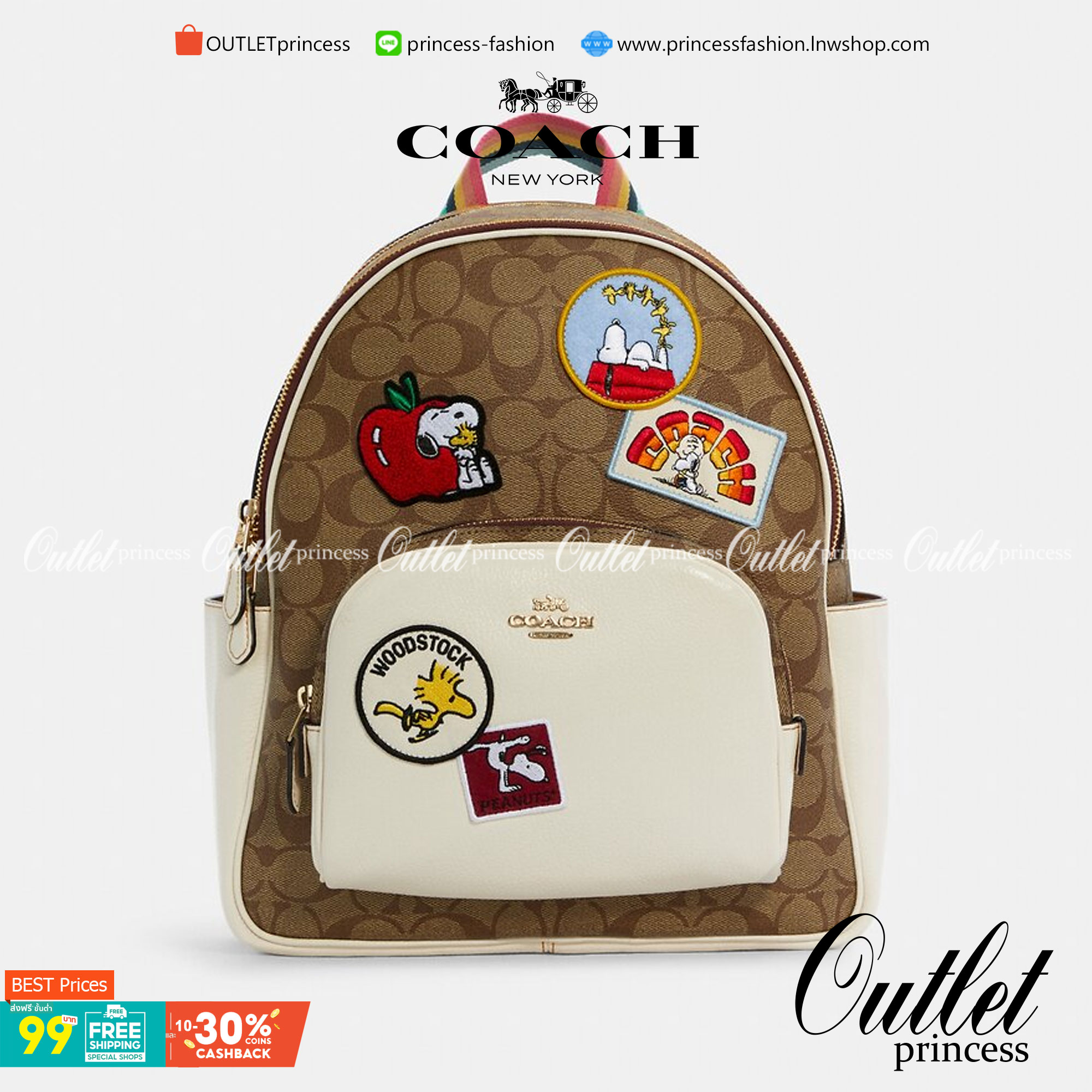Coach X Peanuts Court Backpack In Signature Canvas With Varsity Patches เป้รุ่นลิมิเต็ดสุดหายาก!! คิ้วท์ๆ น่ารักน่าใช้มากๆ ด้วยดีไซน์ที่โดดเด่น 🎒💓 วัสดุหนังแคนวาสคุณภาพดี มีช่องซิปแยกให้หลายช่อง สายสะพายปรับได้ตามถนัด รุ่นนี้ขับผิวดีมากๆ ถ